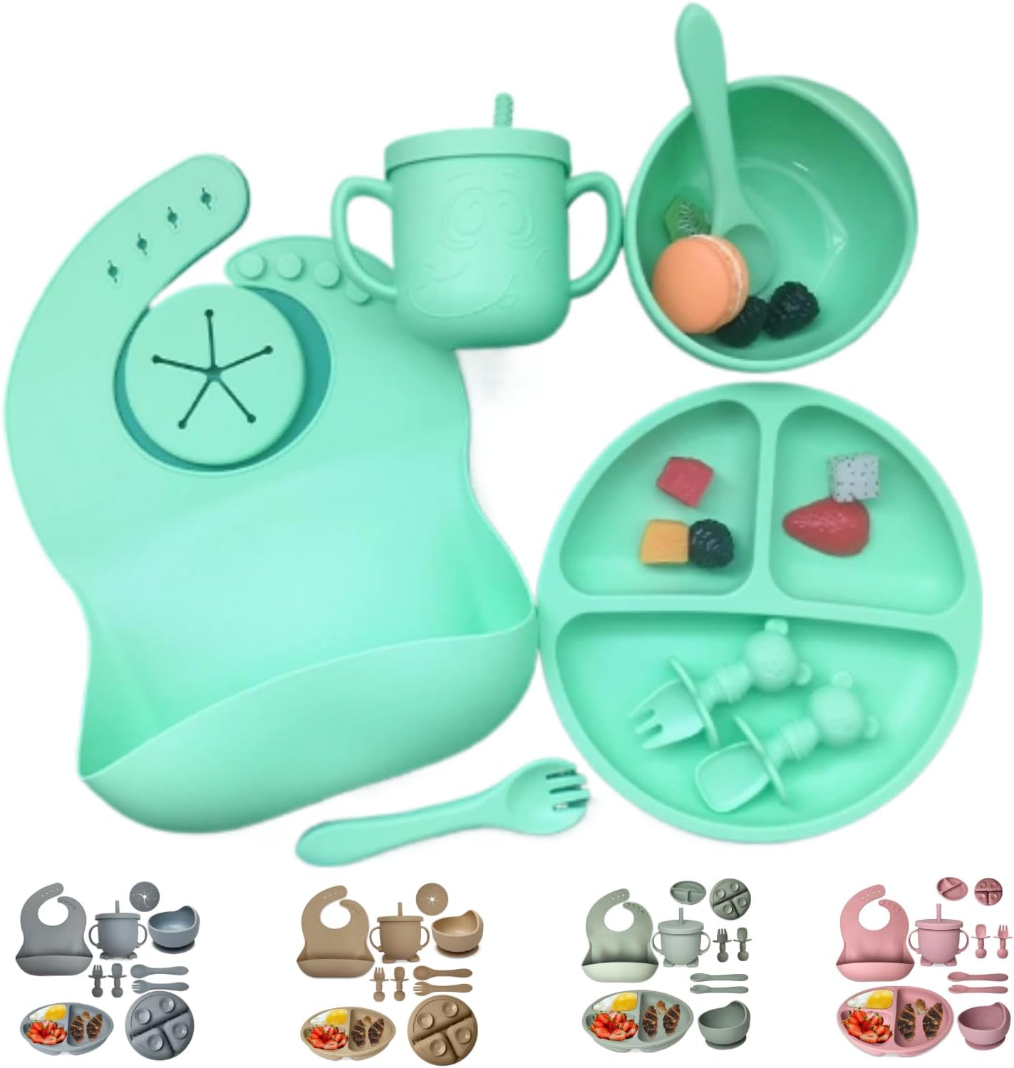 Set de artículos esenciales de silicona para bebé | 8 piezas