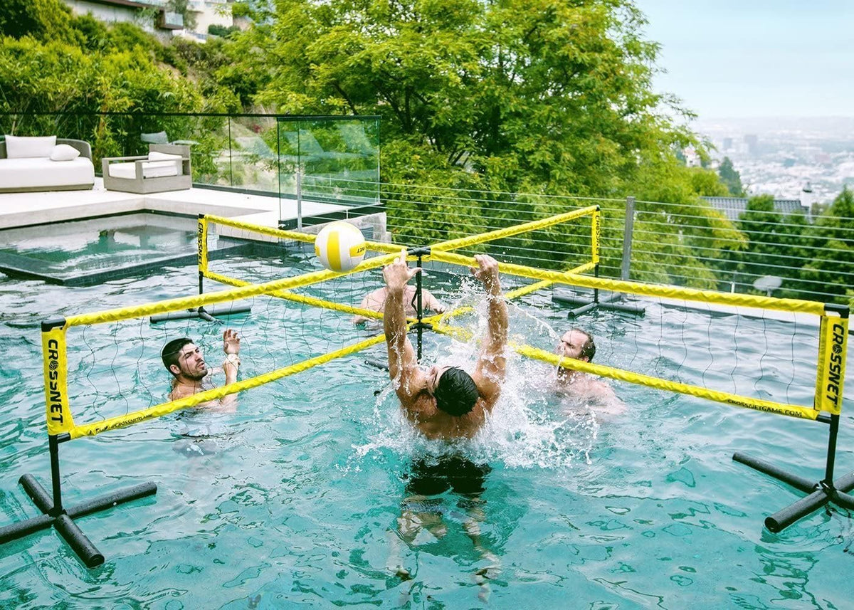 Juego piscina, red voleibol para la familia