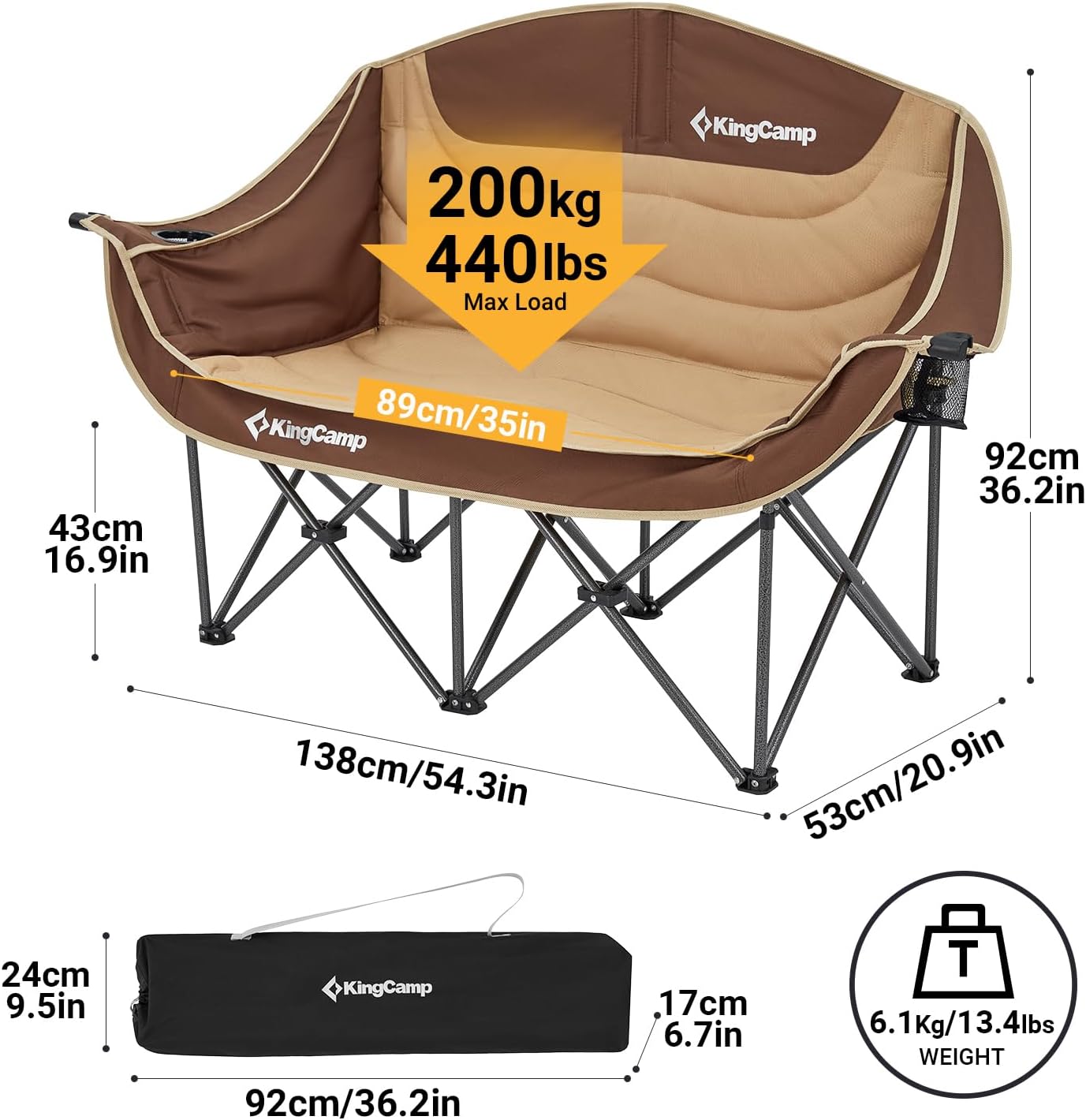 Silla de camping dos cuerpos| Alta resistencia