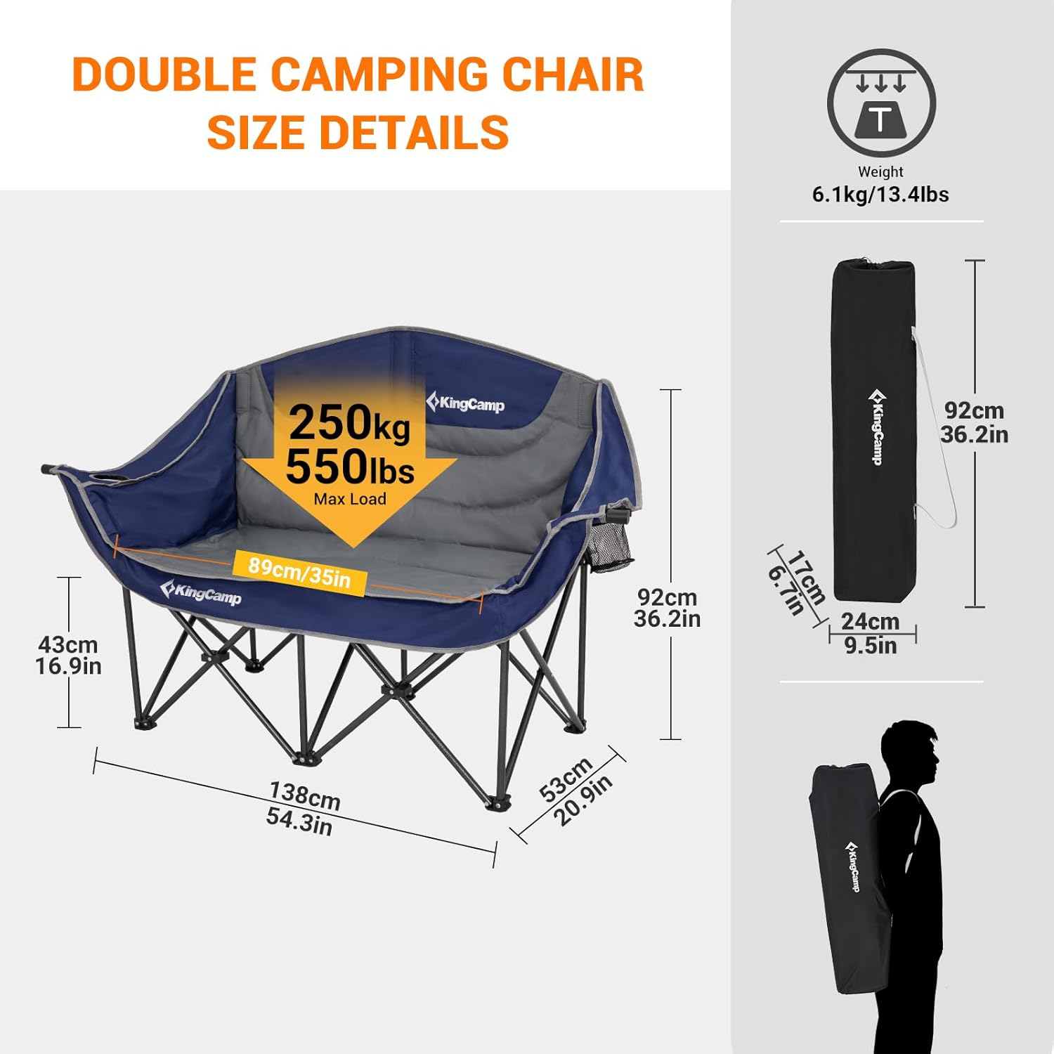 Silla de camping dos cuerpos| Alta resistencia