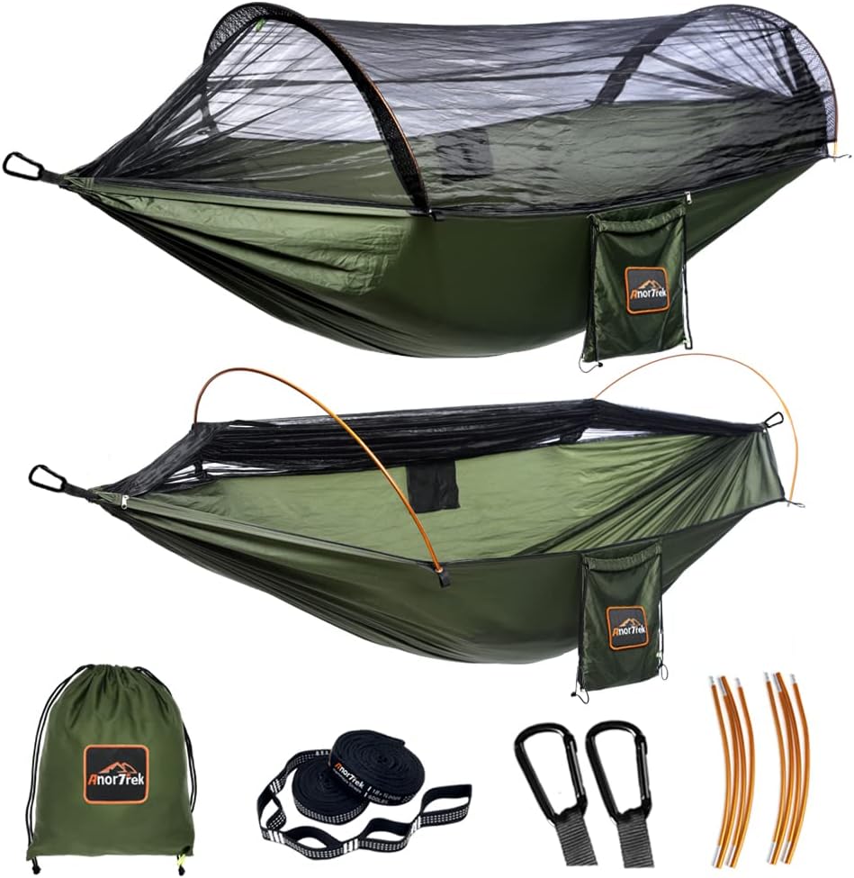 AnorTrek Hamaca de camping profesional con mosquitera