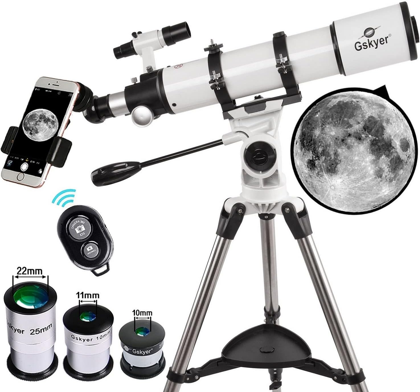 HUGERSTAR Telescopio Astronómico Adultos Profesional, 90 mm Apertura 900 mm (36X-270X) Portátil Refractor Telescopio para Niños y Principiantes con Trípode, Adaptador de Teléfono, Filtro Lunar y Bolsa HUGERSTAR Telescopio Astronómico Adultos Profesional, 90 mm Apertura 900 mm (36X-270X) Portátil Refractor Telescopio para Niños y Principiantes con Trípode, Adaptador de Teléfono, Filtro Lunar y Bolsa