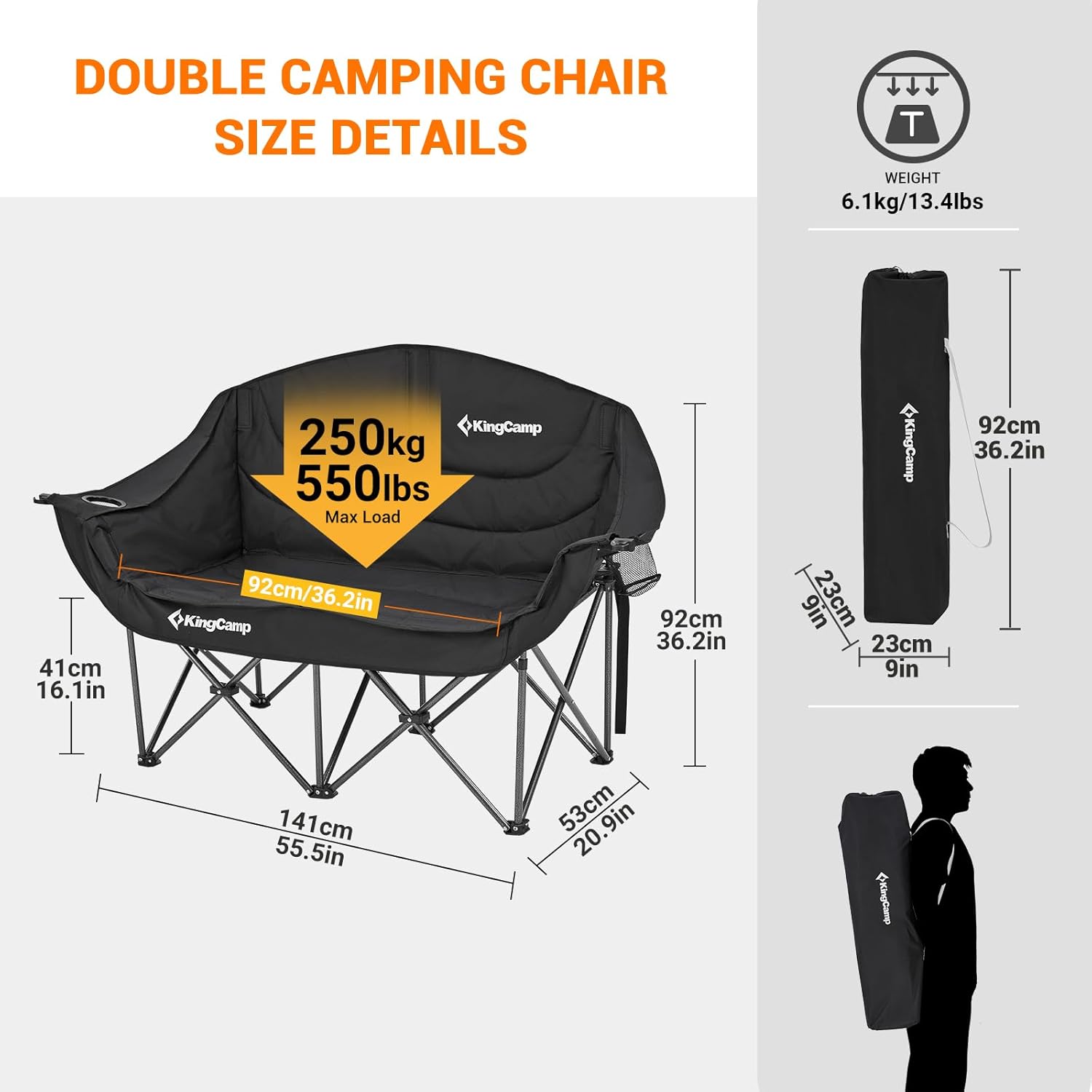 Silla de camping dos cuerpos| Alta resistencia