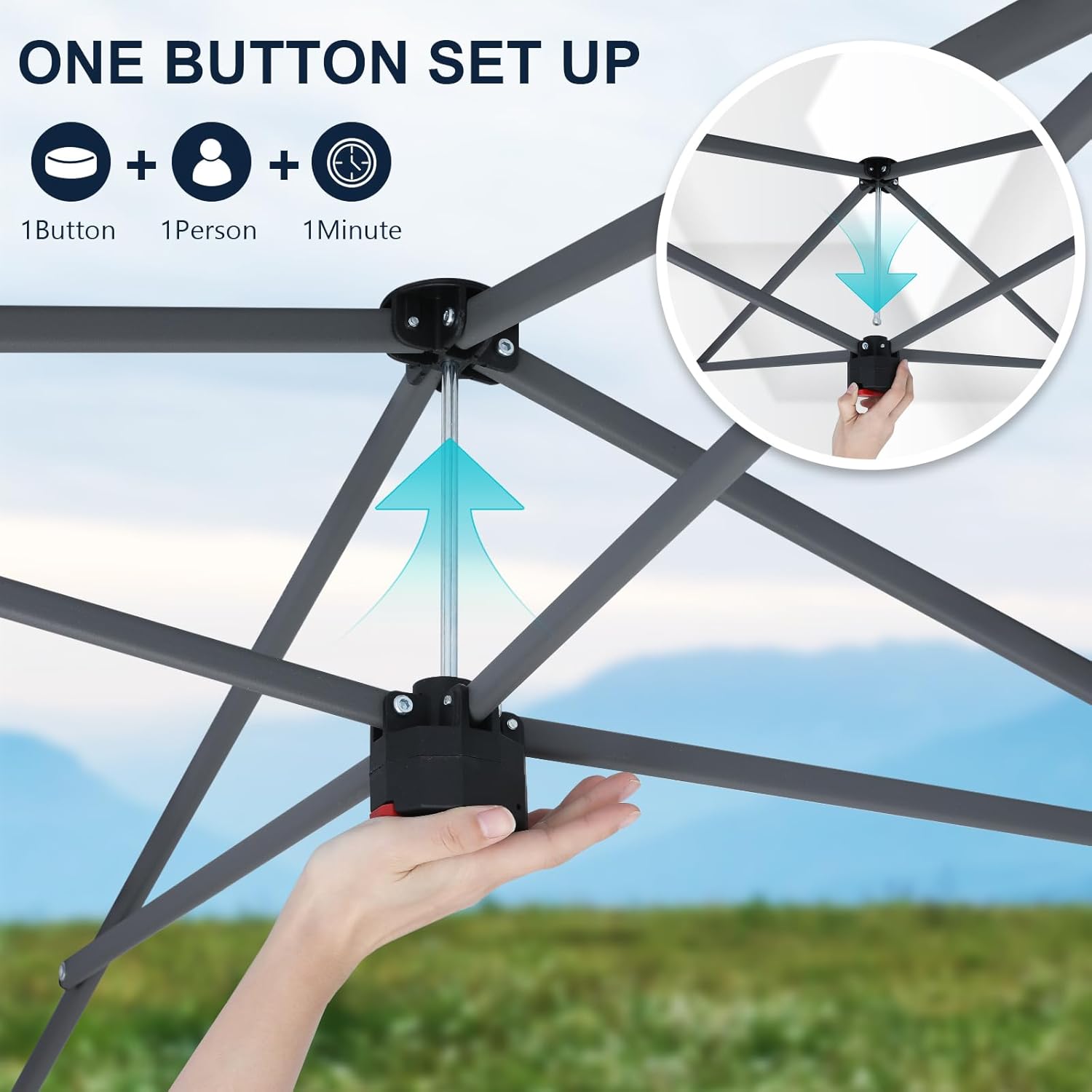 Tienda de campaña con toldo | Fácil instalación | Portátil 3x3 mt