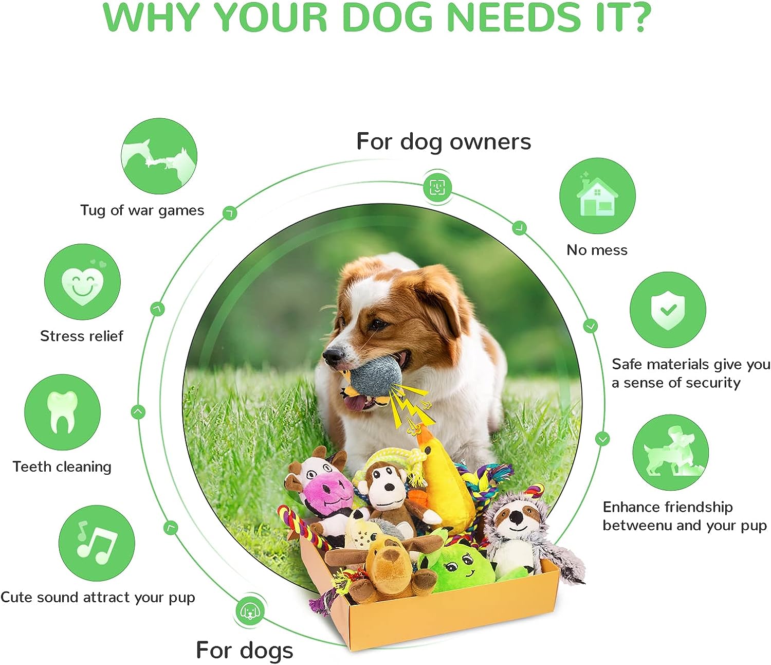 Paquete de 12 juguetes de peluche algodón para tu mascota