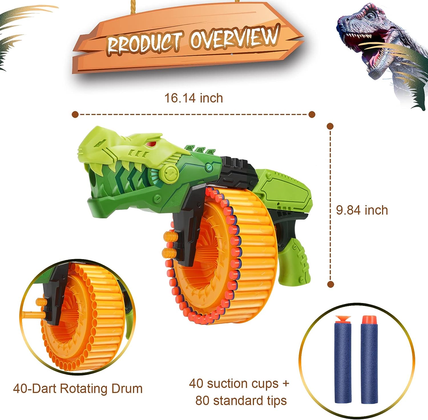 Pistola de juguete 40 dardos (Dragón)