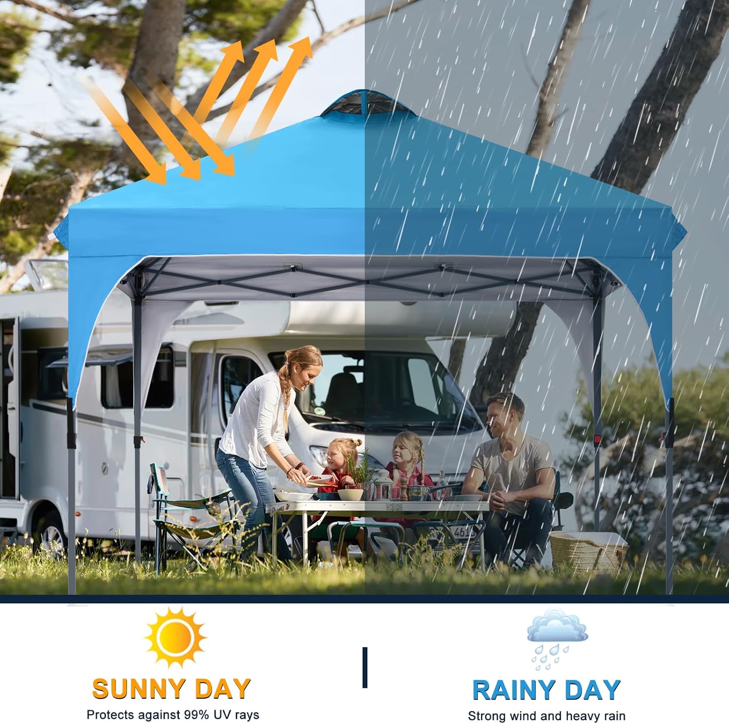 Tienda de campaña con toldo | Fácil instalación | Portátil 3x3 mt