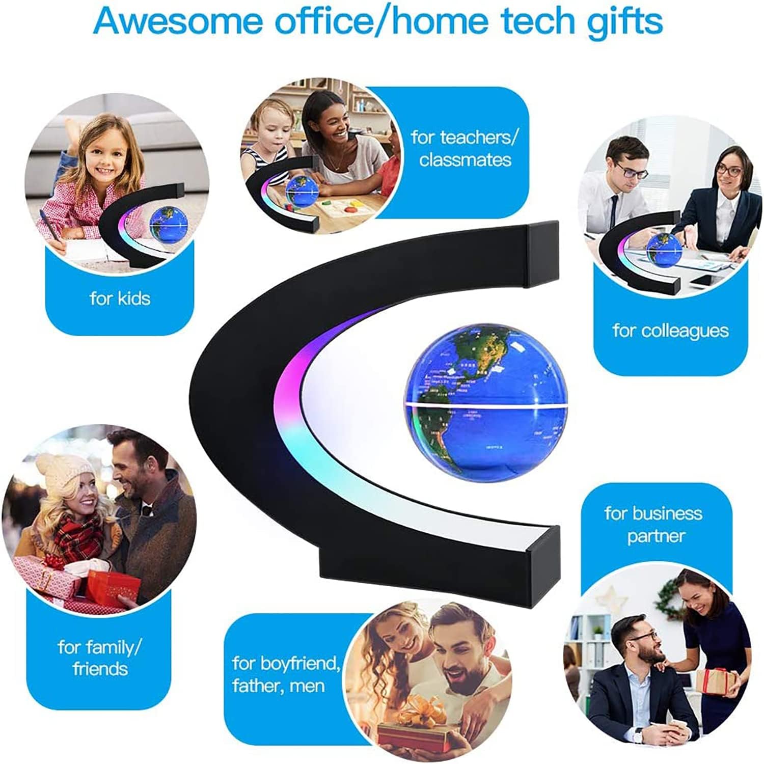 Globo terráqueo magnético con luz LED | Decoración