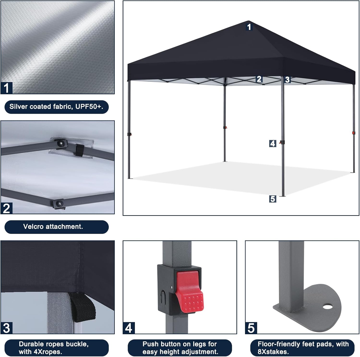 Tienda de campaña con toldo | Fácil instalación | Portátil 3x3 mt