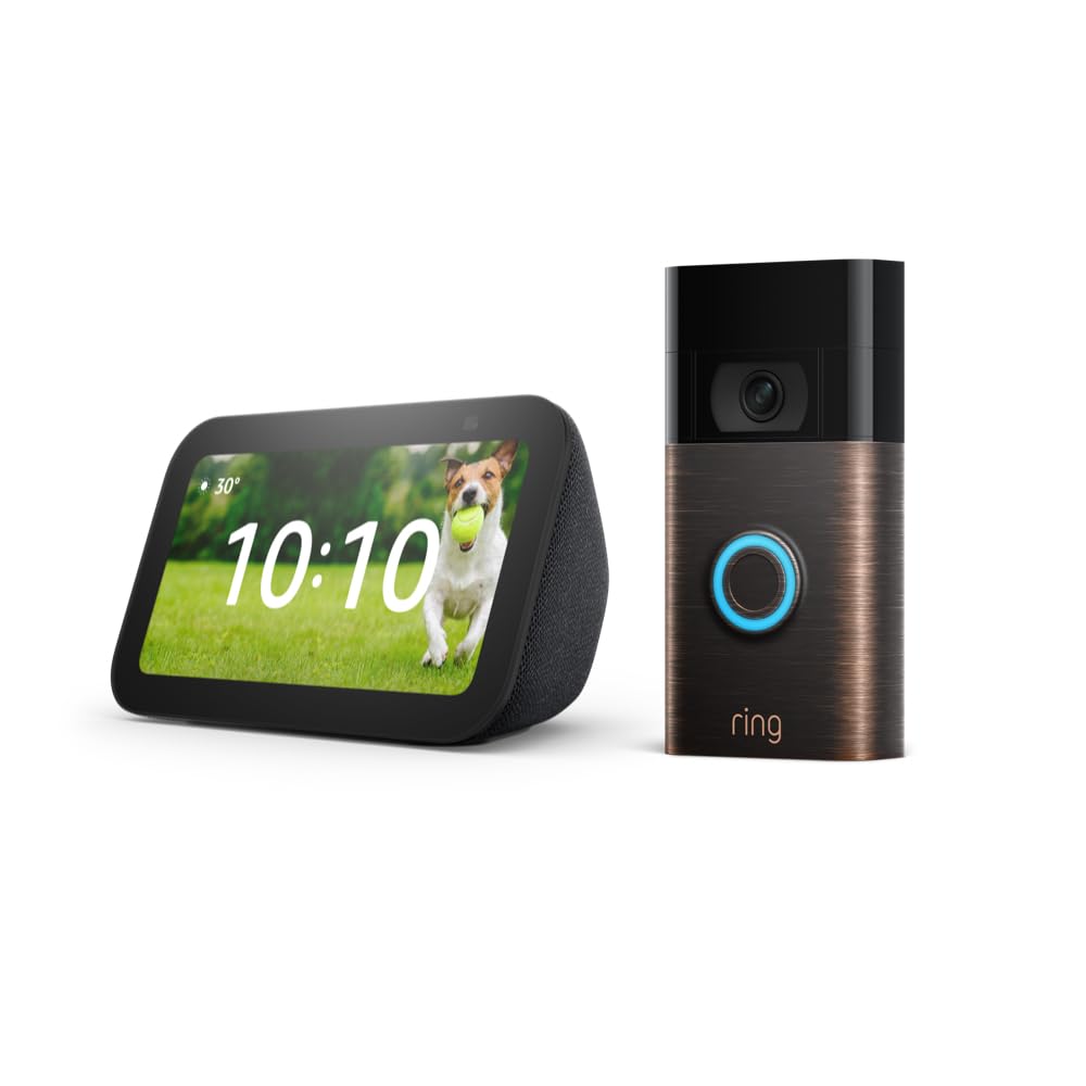 Lote de timbre Ring Video Doorbell (bronce veneciano) con dispositivo Echo Show 5 (3.ª generación)