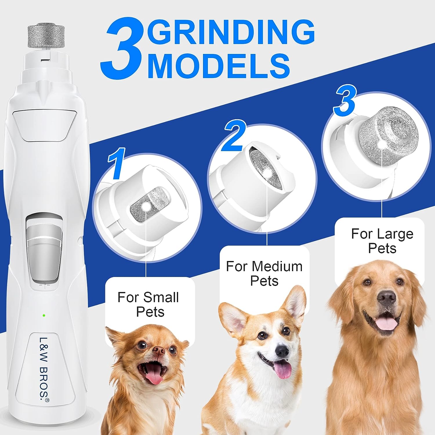 Molinillo de uñas para perros, silencioso, eléctrico para razas grandes y pequeñas