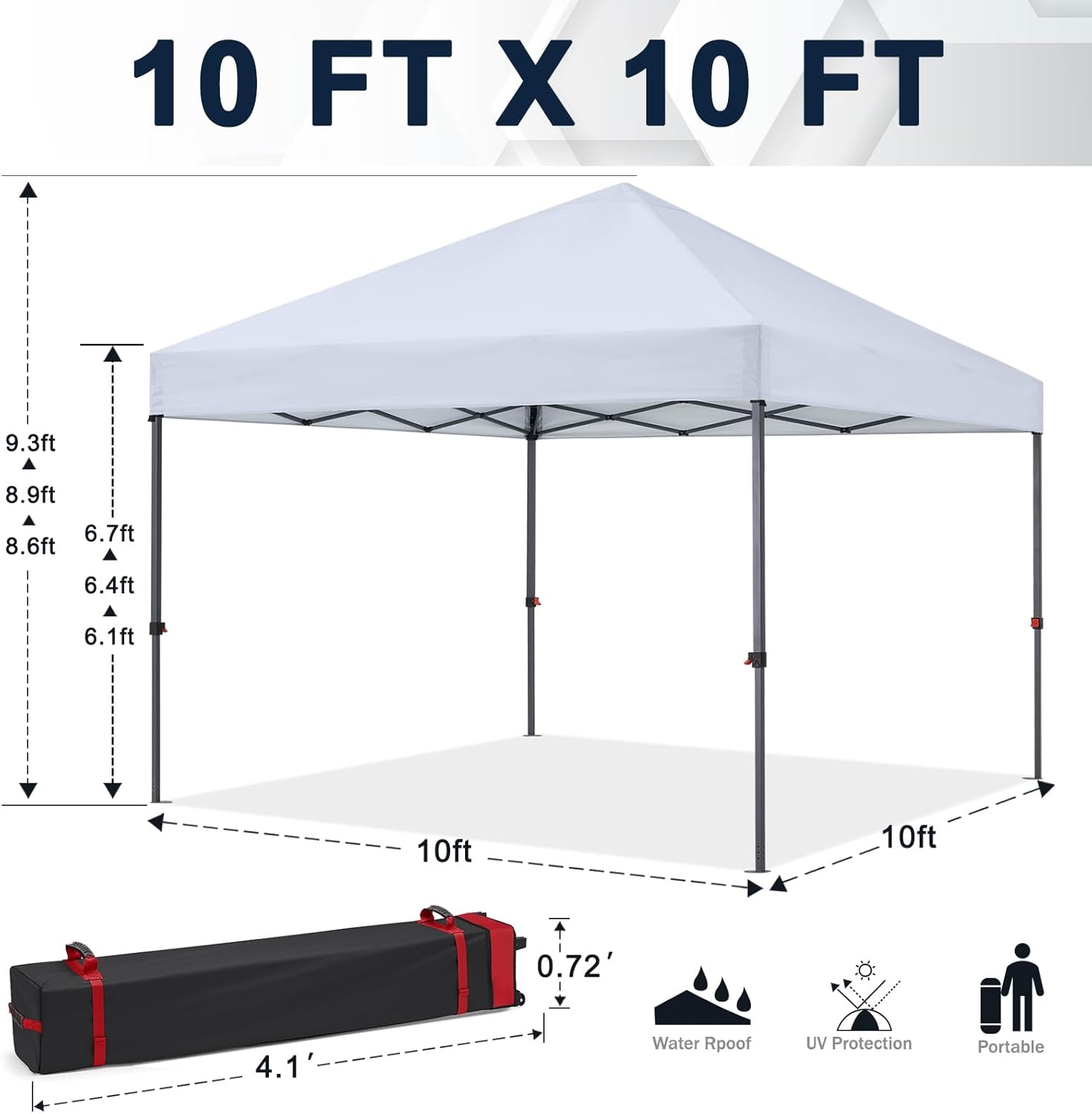 Tienda de campaña con toldo | Fácil instalación | Portátil 3x3 mt