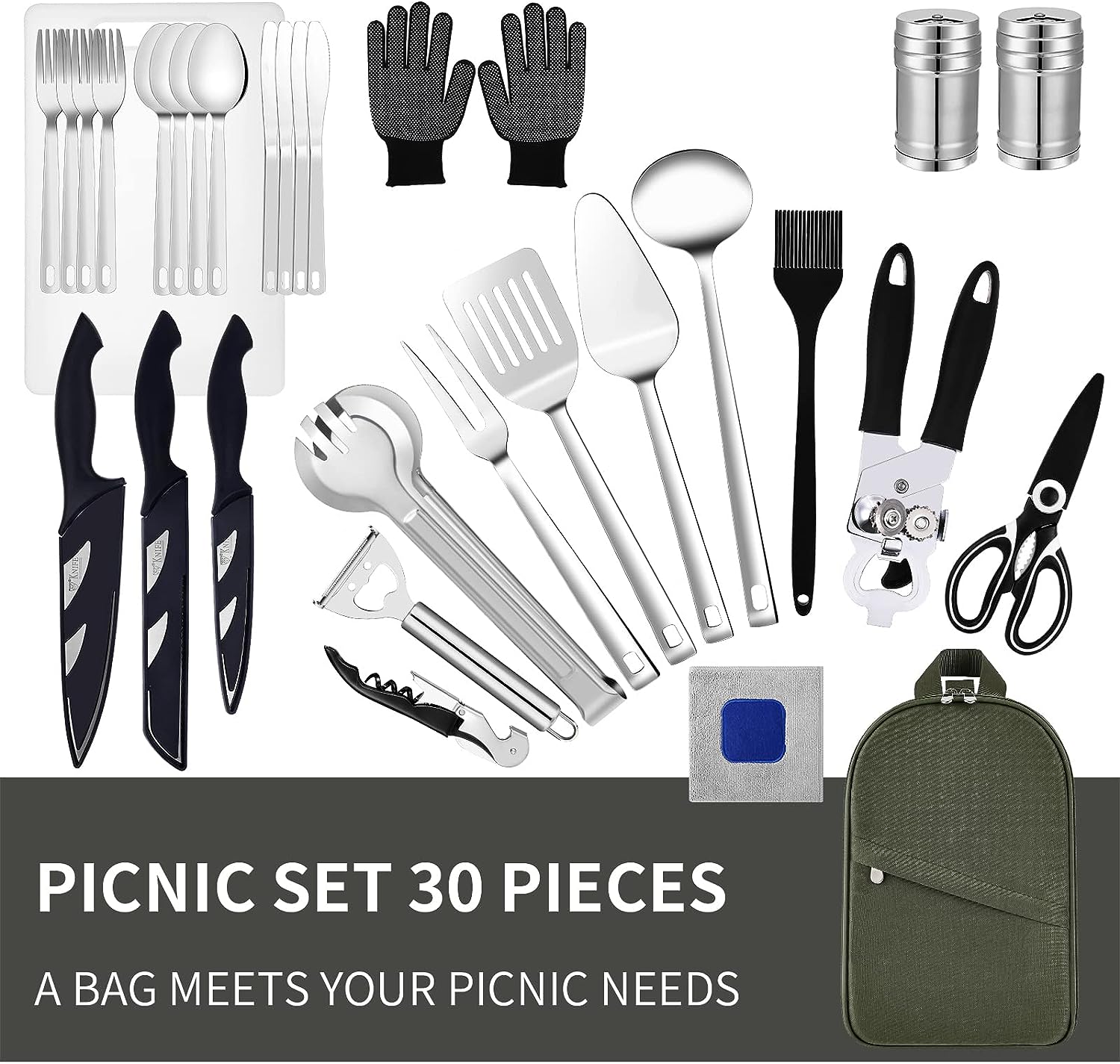 Equipo de cocina para camping, juego de utensilios de cocina portátil