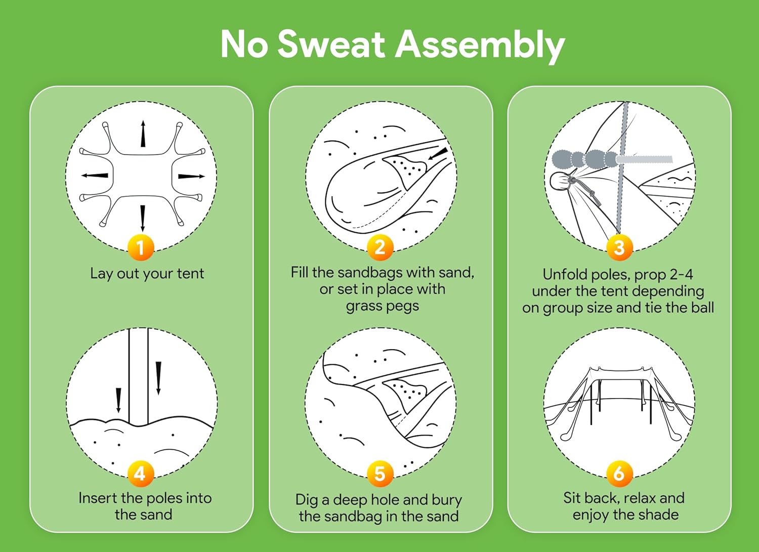 Tienda de campaña de playa | Resistente 3x3 mt