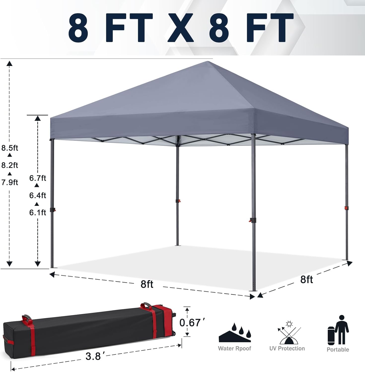 Tienda de campaña con toldo | Fácil instalación | Portátil 3x3 mt