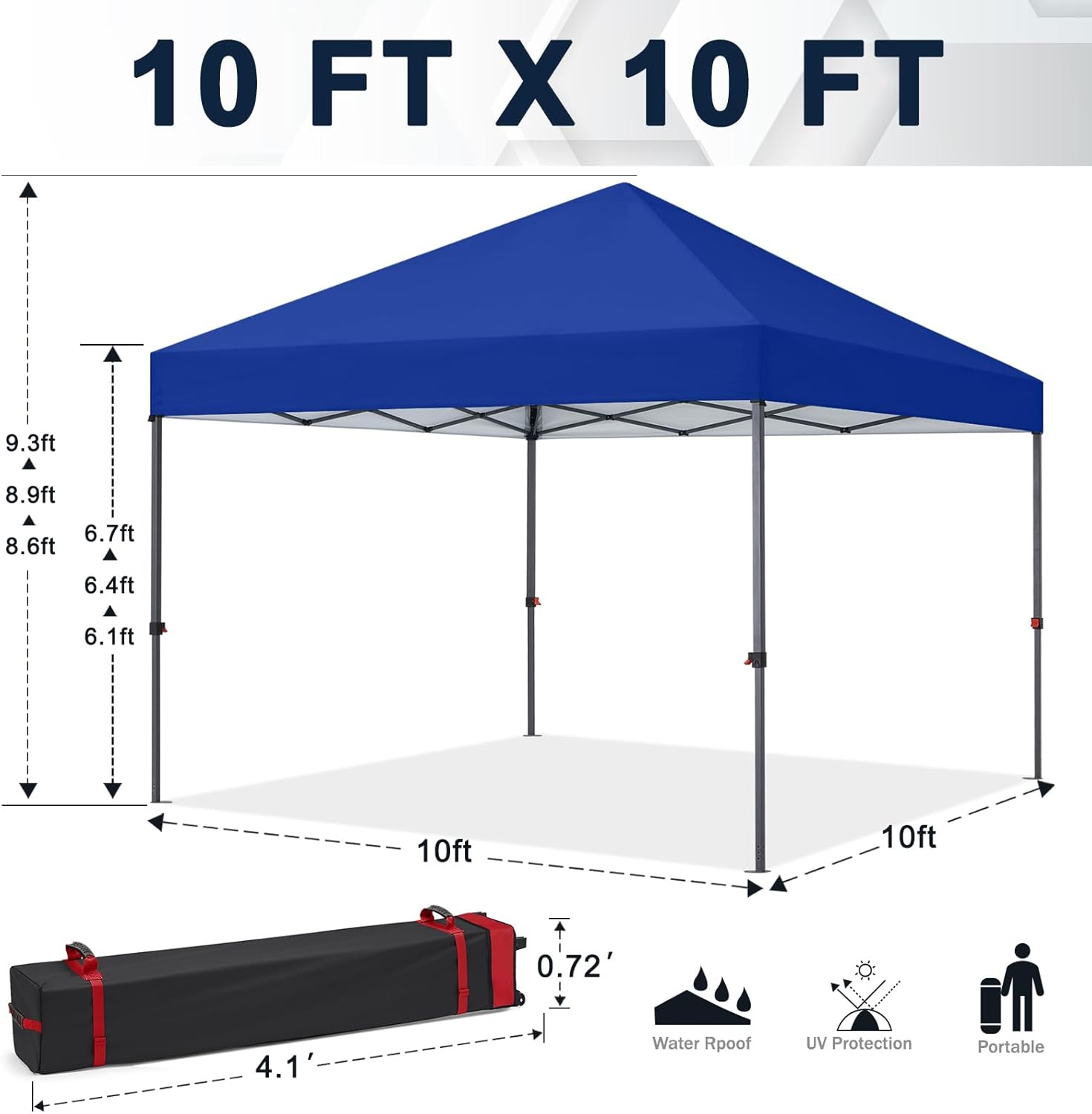 Tienda de campaña con toldo | Fácil instalación | Portátil 3x3 mt
