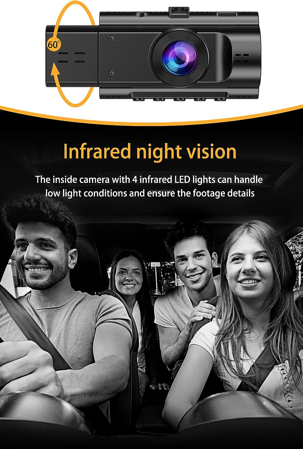 Cámara de tablero 1080 px | visión nocturna infrarroja | Grabación 24H