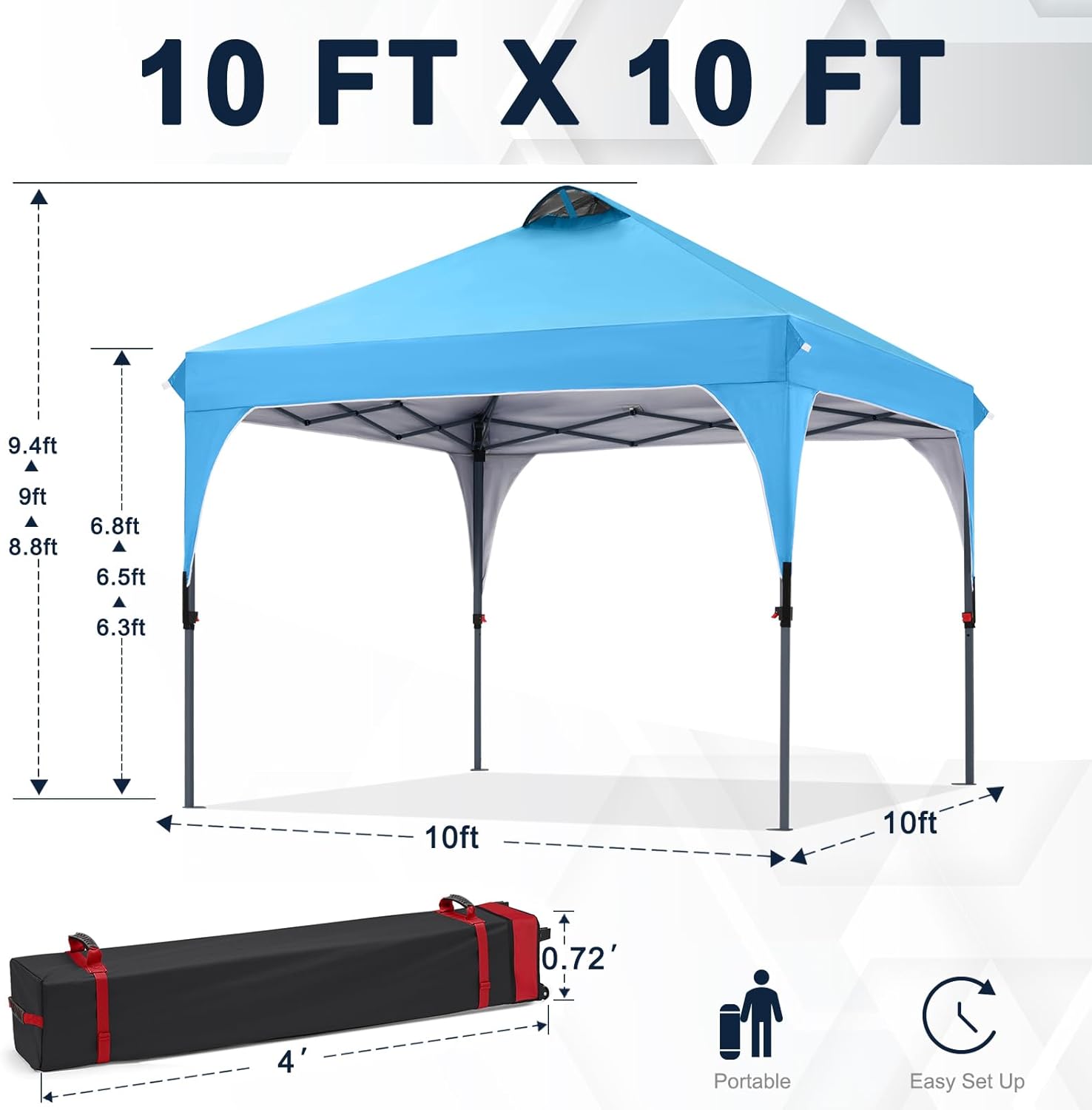 Tienda de campaña con toldo | Fácil instalación | Portátil 3x3 mt