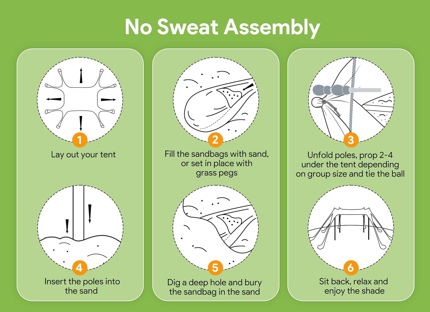 Tienda de campaña de playa | Resistente 3x3 mt