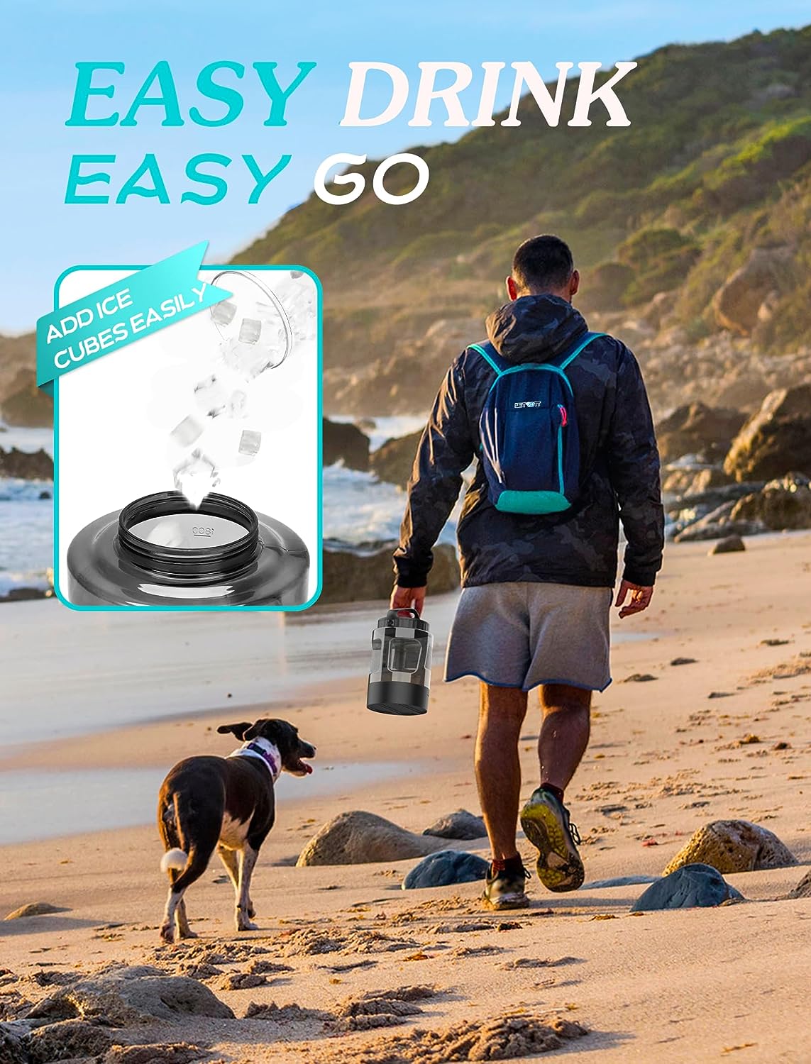 Botella de agua 2,2L portátil de viaje para mascota