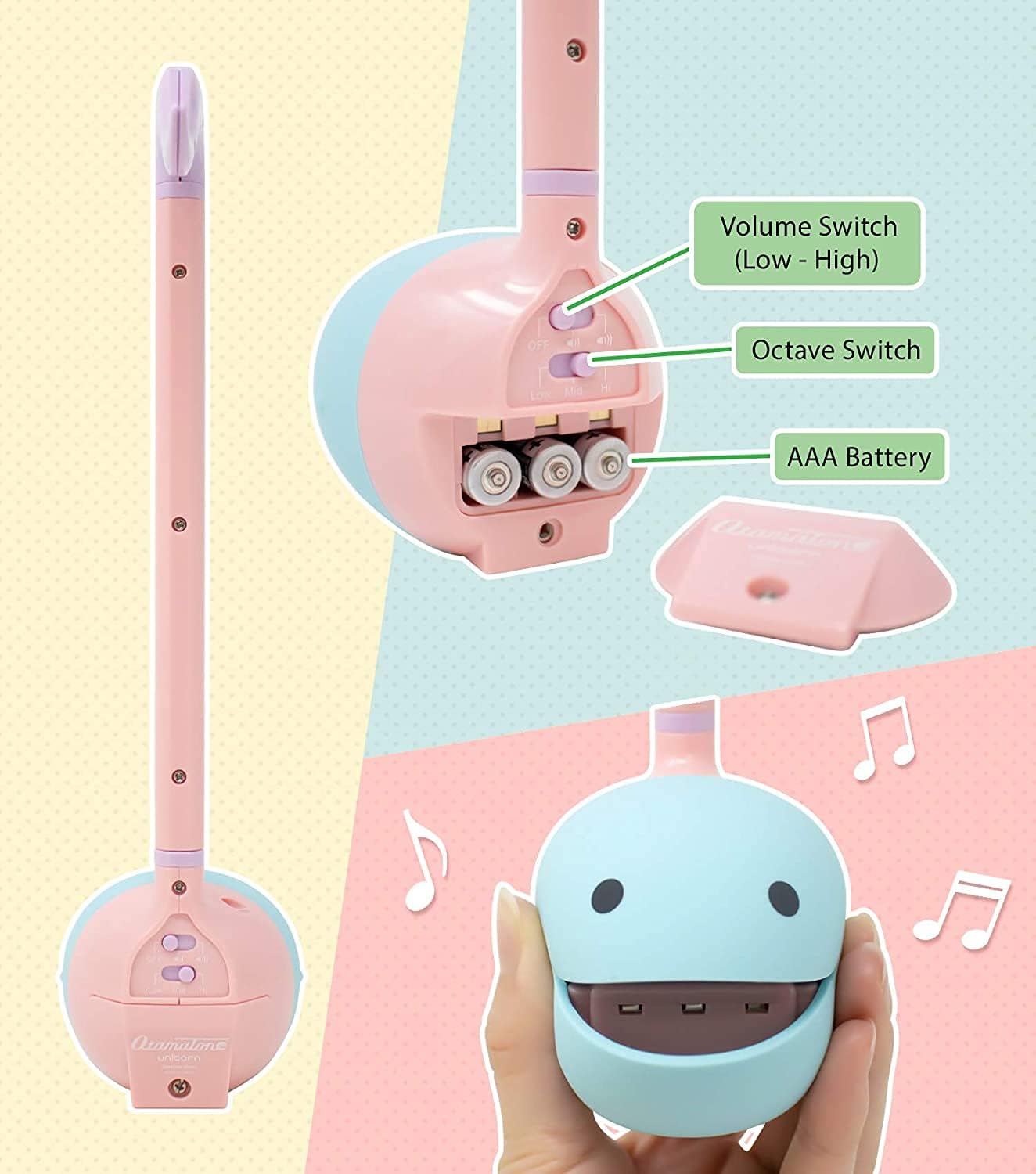 Otamatone - Instrumento musical electrónico japonés | Color negro, blanco y unicornio