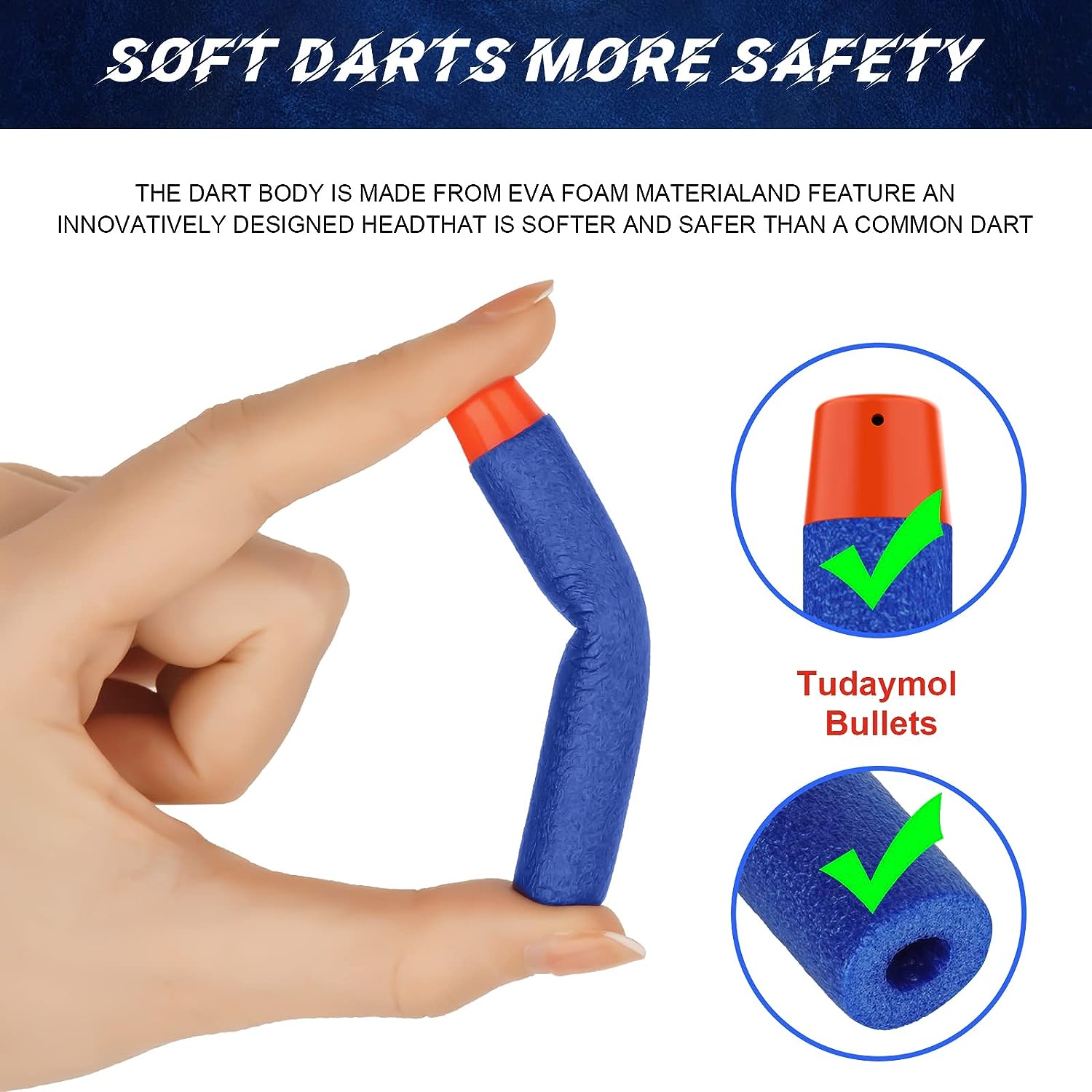 Juego de 500 dardos esponja azules con bolsa de almacenamiento