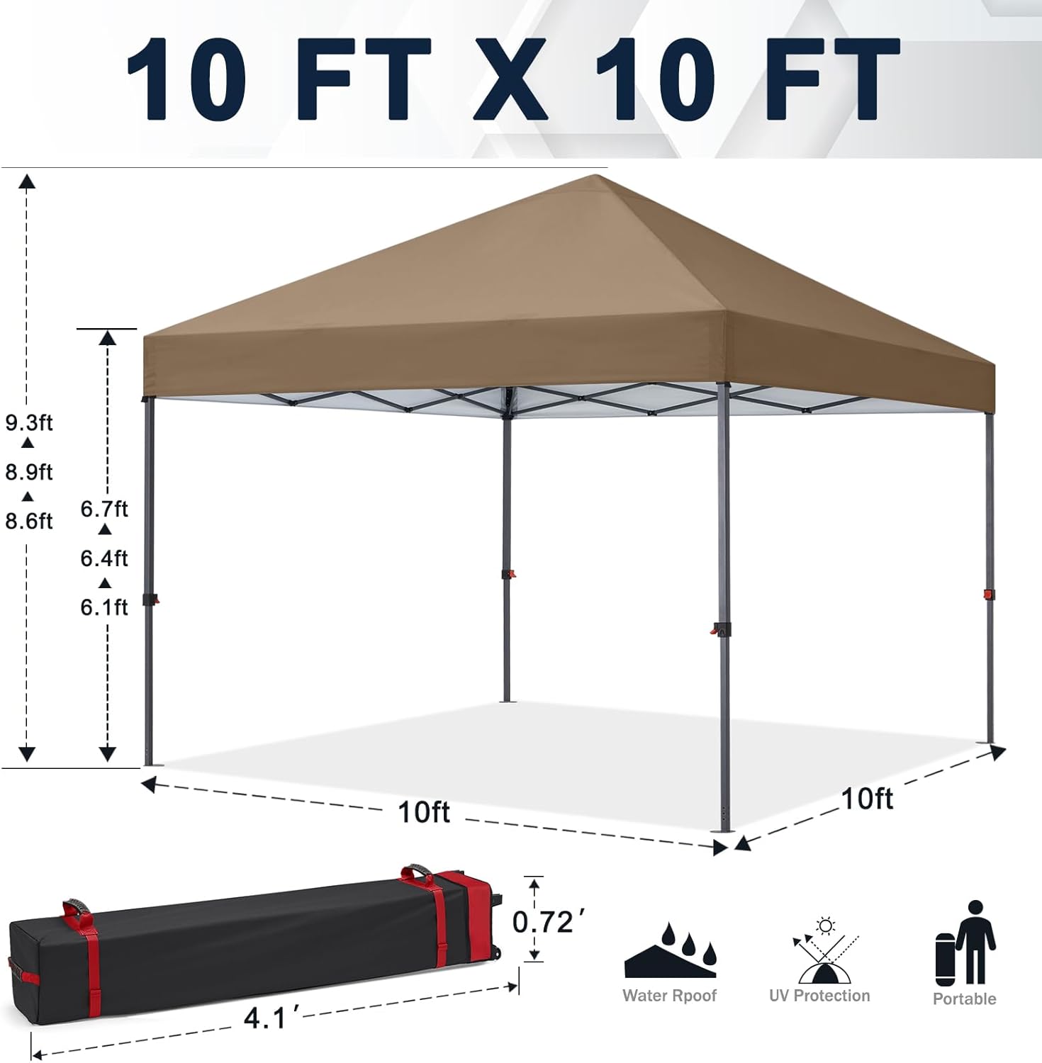 Tienda de campaña con toldo | Fácil instalación | Portátil 3x3 mt