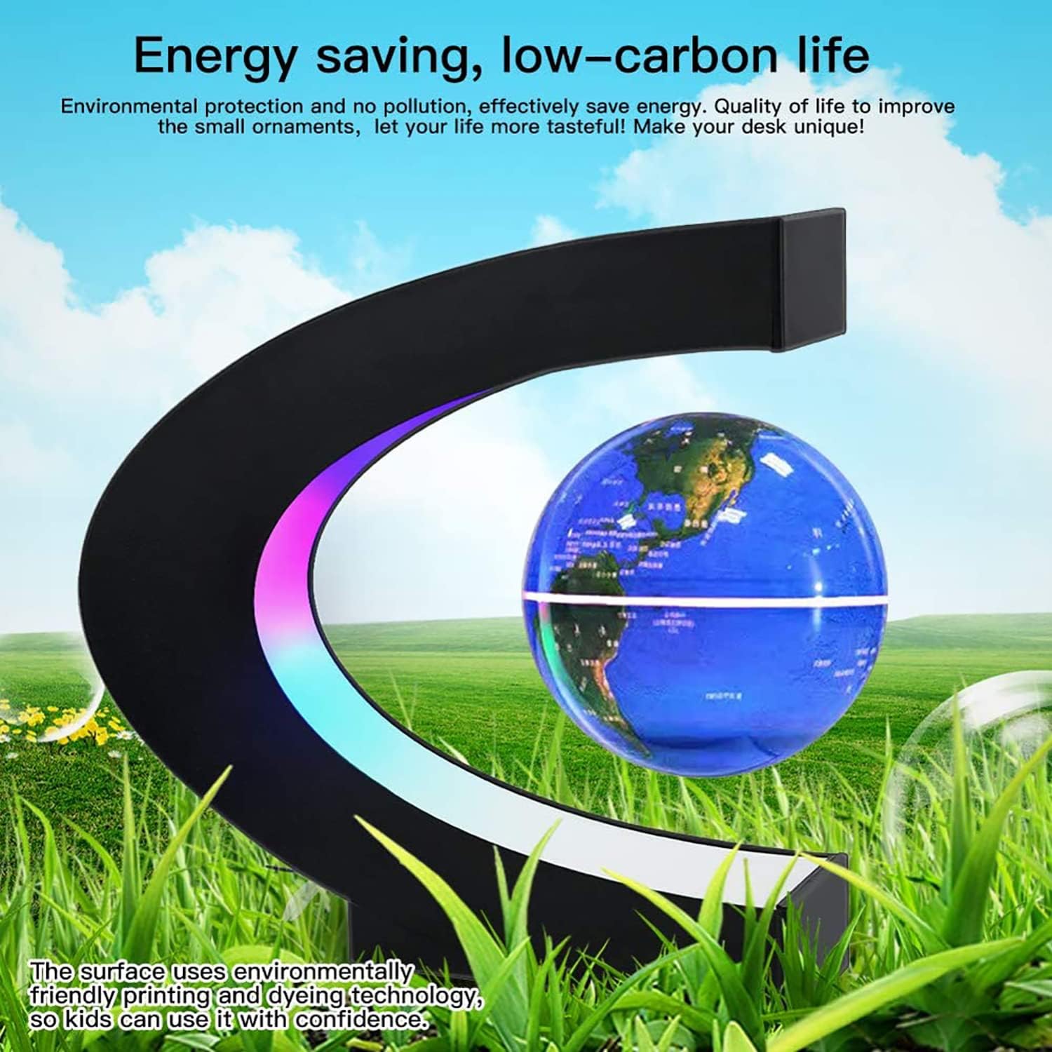 Globo terráqueo magnético con luz LED | Decoración