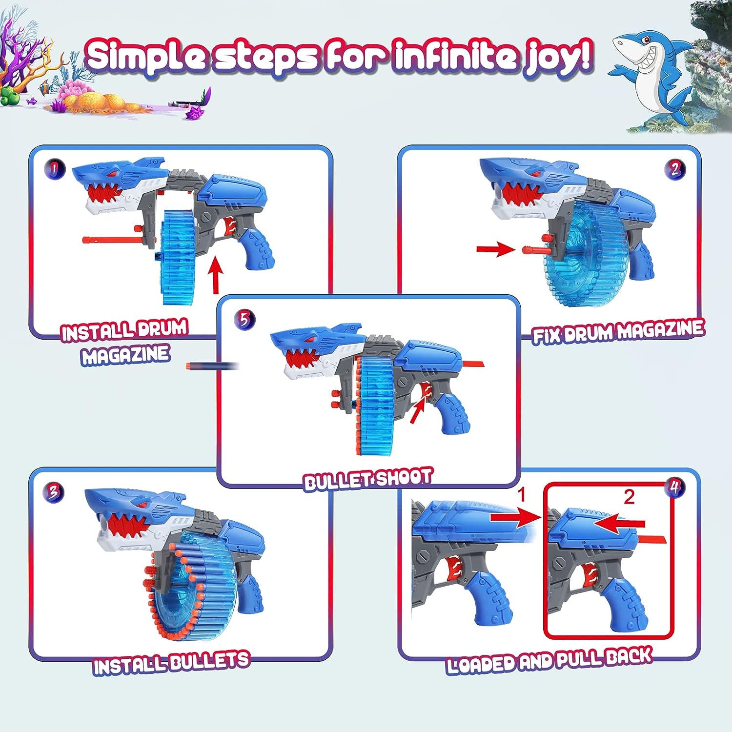 Pistola de juguete 40 dardos (Tiburón)