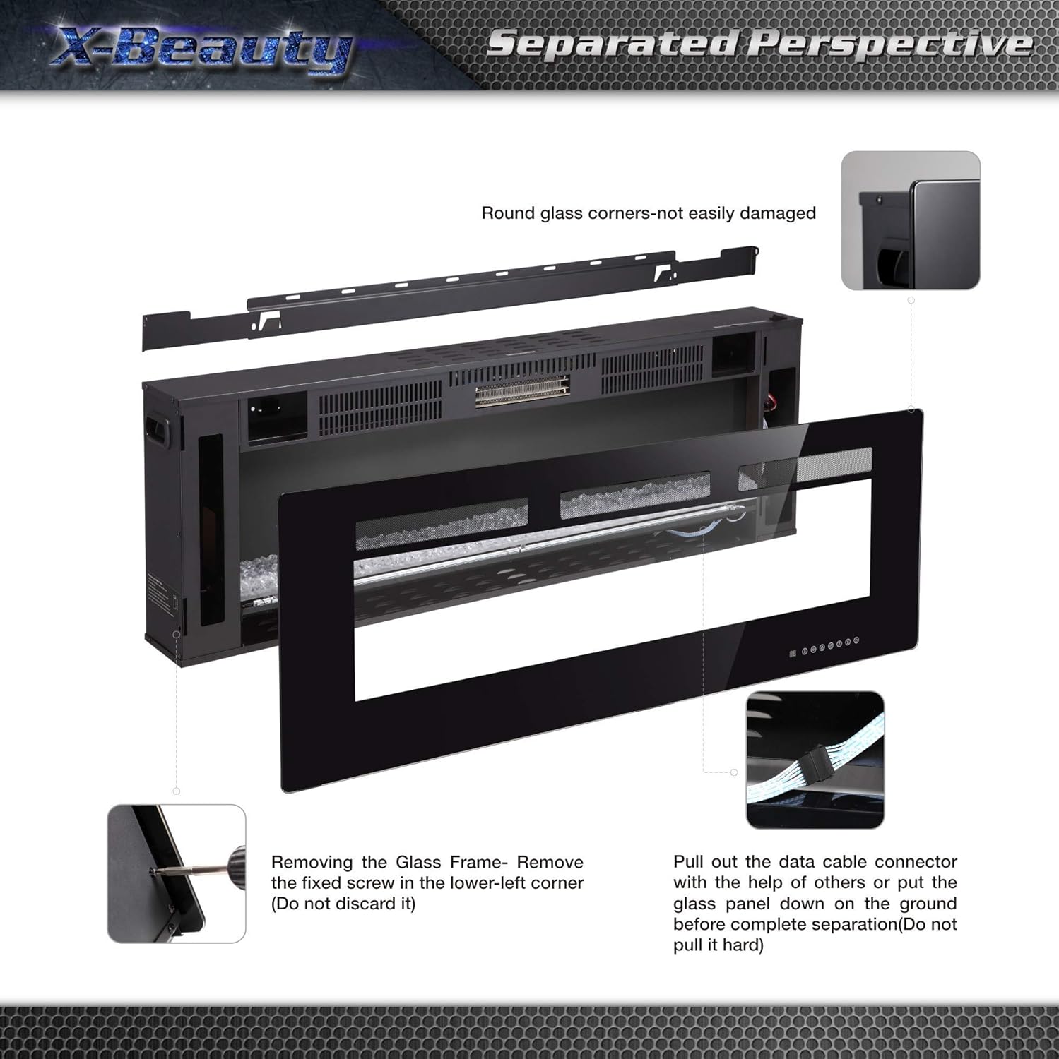 Chimenea Eléctrica Empotrable | 1500 W | Pantalla Táctil