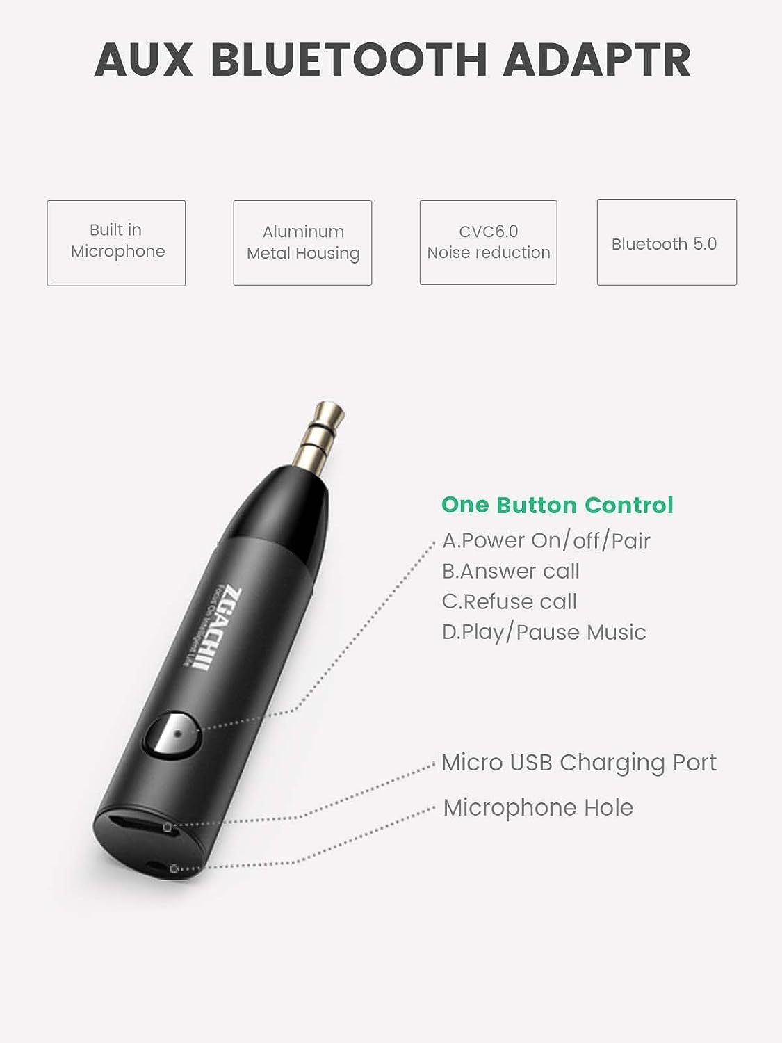 Adaptador de Audio auxiliar Bluetooth 5.0