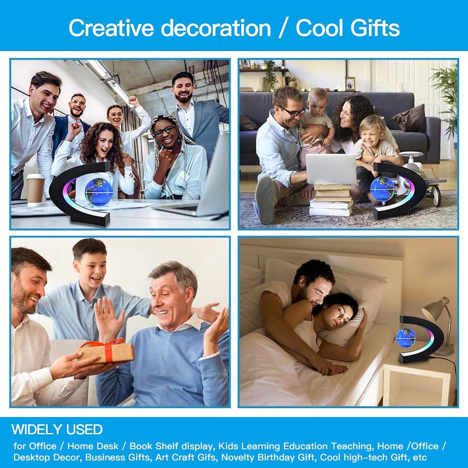 Globo terráqueo magnético con luz LED | Decoración