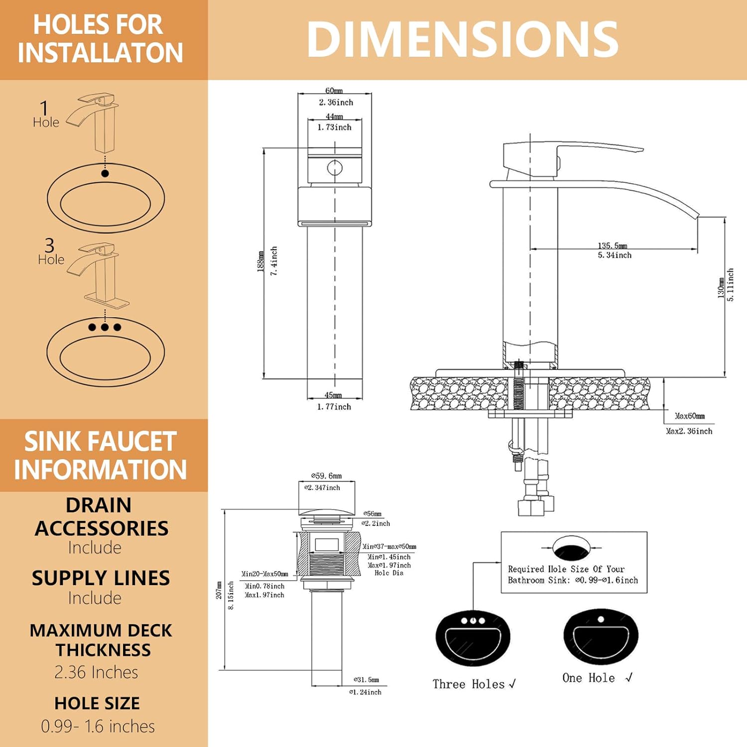 Grifo para baño | Tipo cascada |2