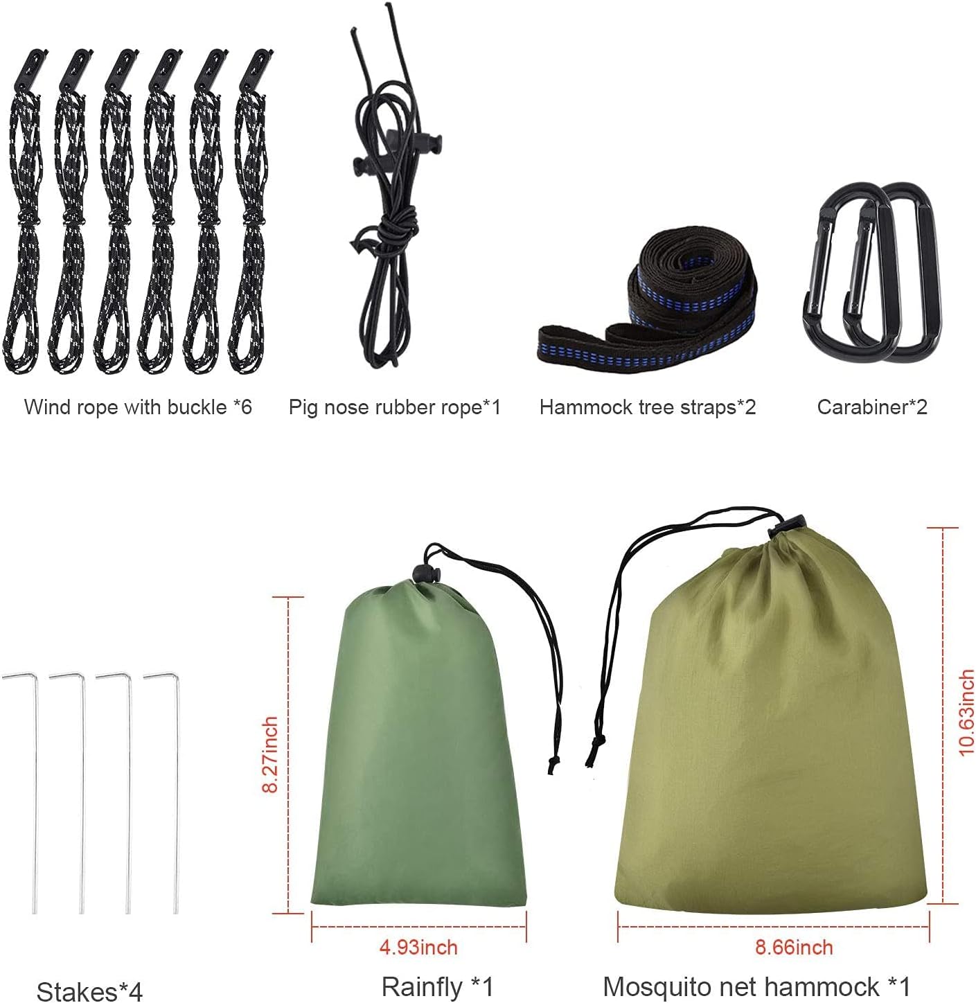 Hamaca de campamento con lona para moscas de lluvia y mosquitera