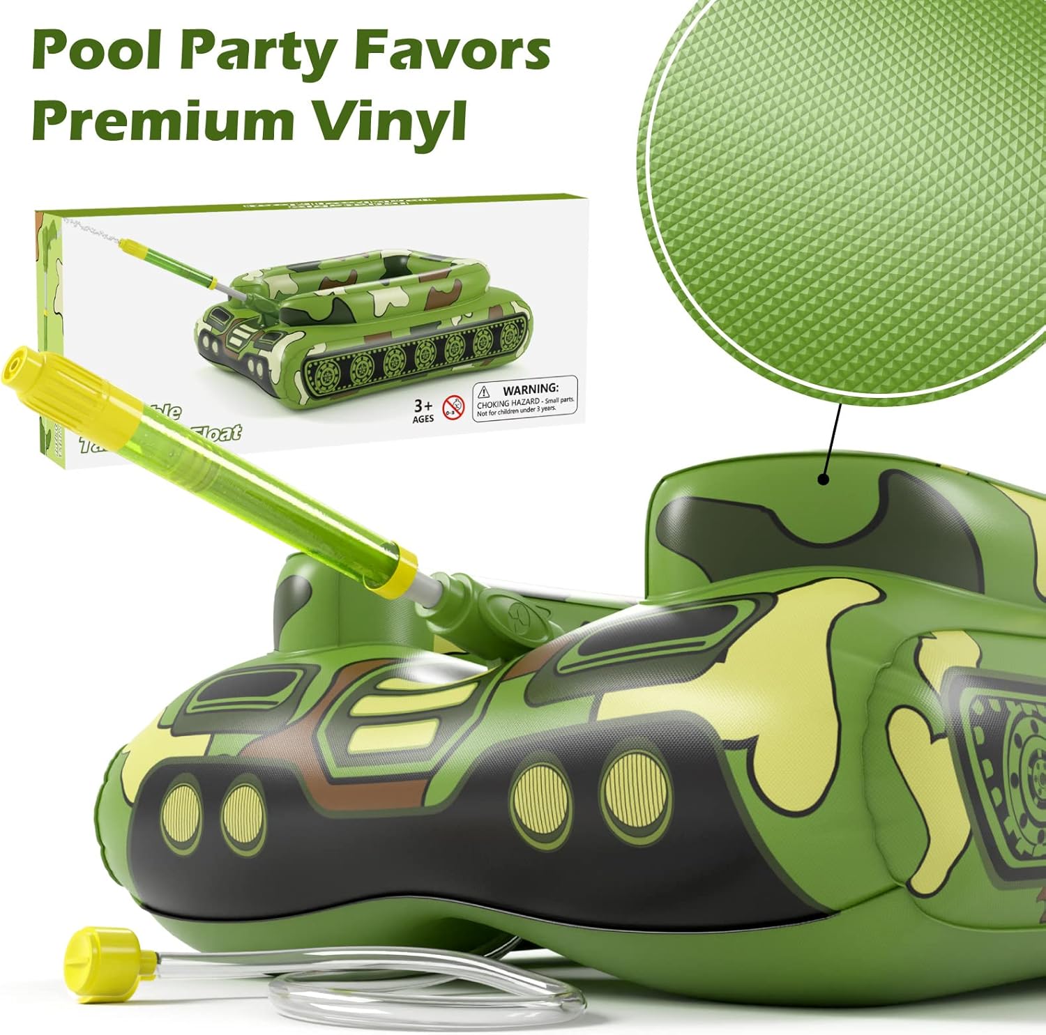 Flotador inflable de piscina con tanque y cañón de agua