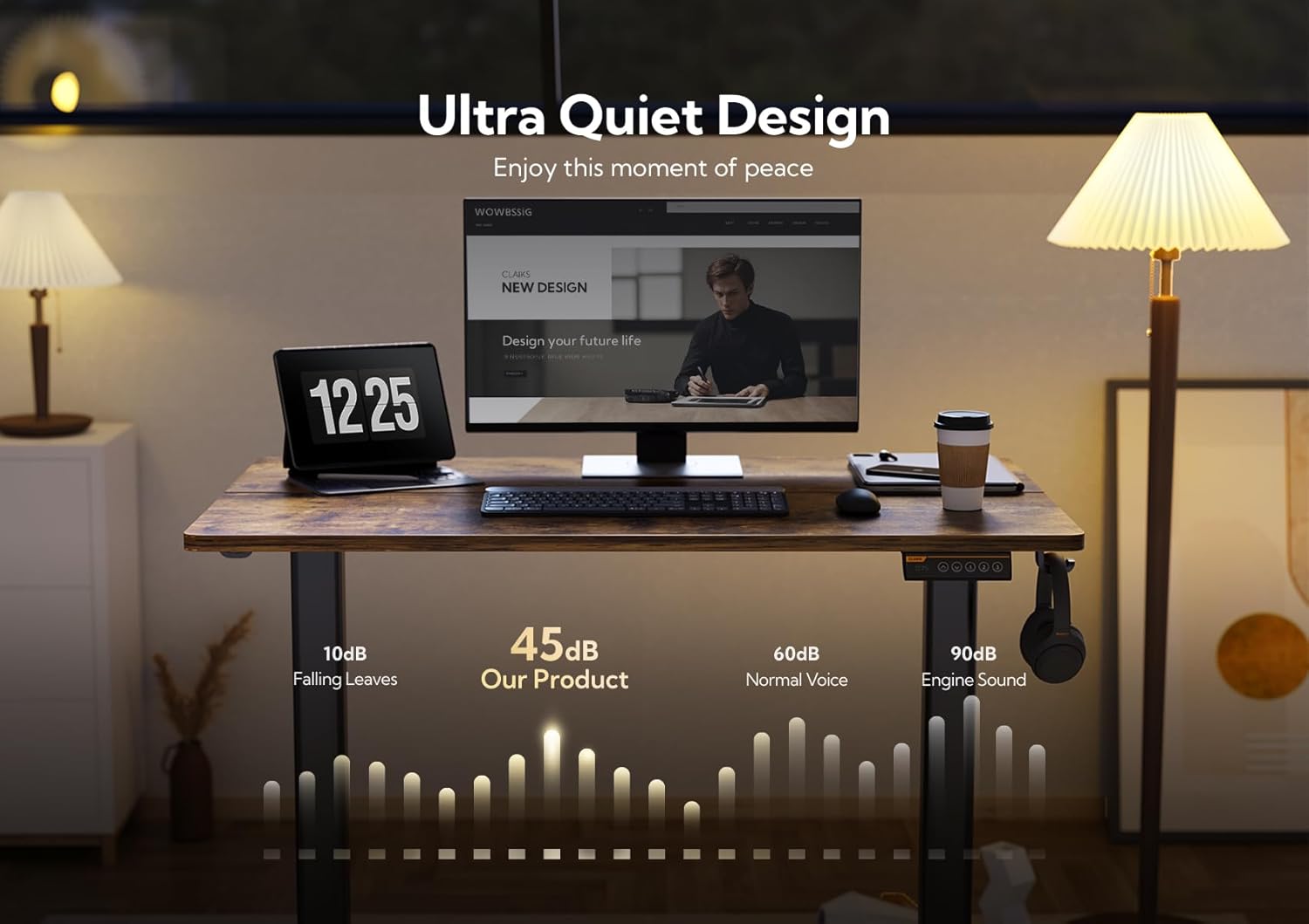 Escritorio eléctrico ajustable | Tablero de empalme | Marco negro