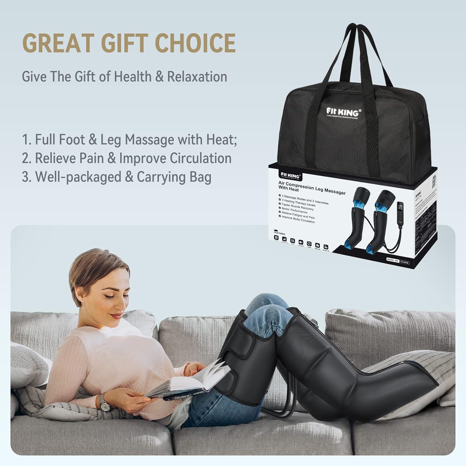 Masajeador de piernas con calor | Alivia dolor e hinchazón