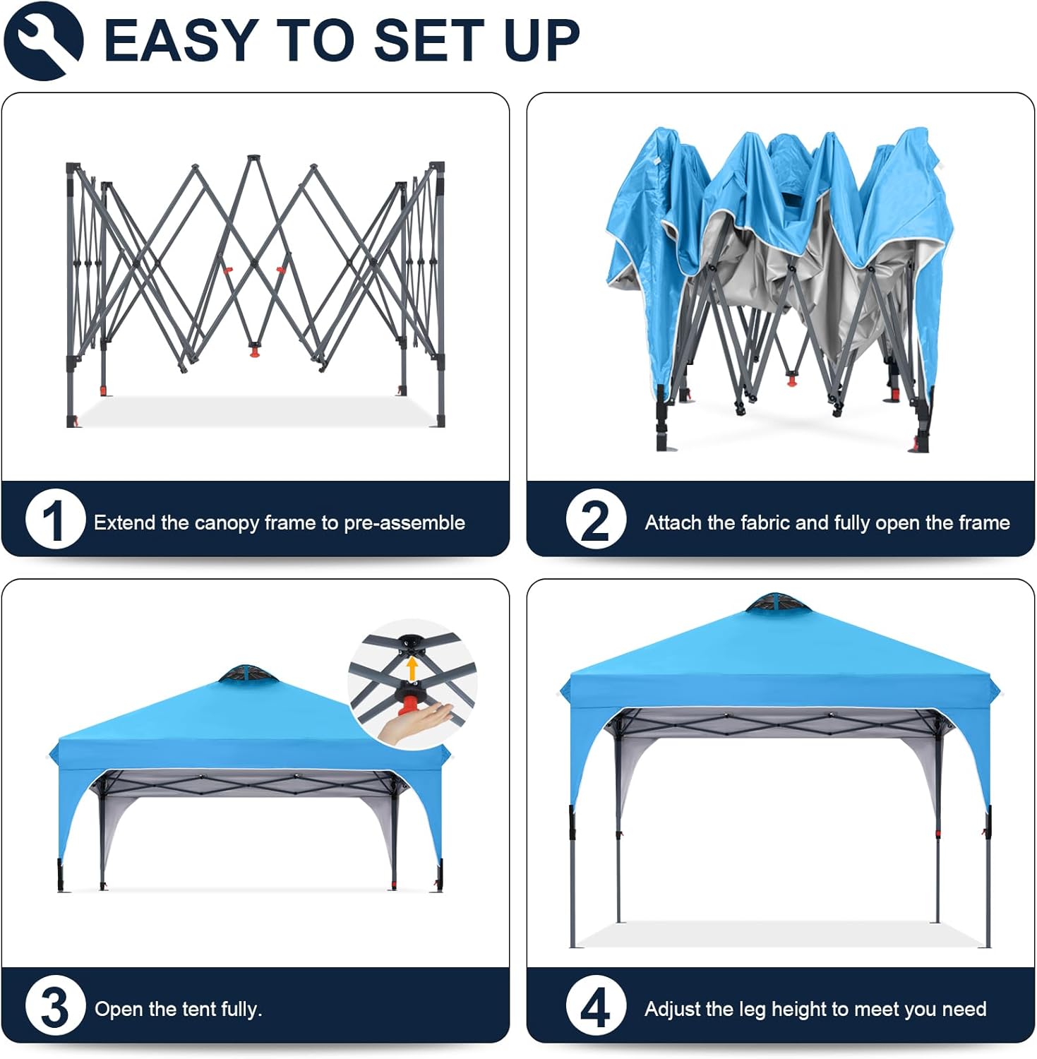 Tienda de campaña con toldo | Fácil instalación | Portátil 3x3 mt