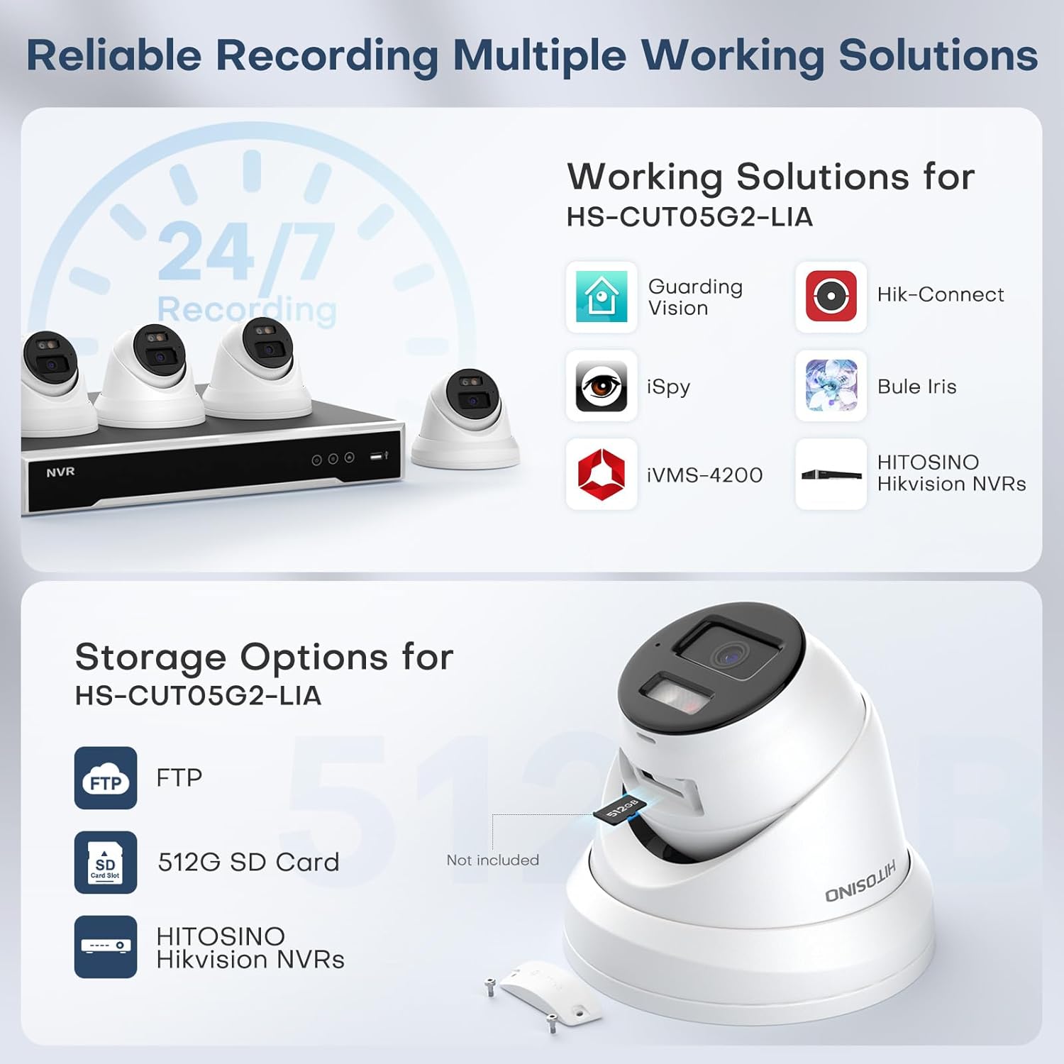 Cámara de Seguridad 5 MP | Torreta con cable | Visión nocturna a color