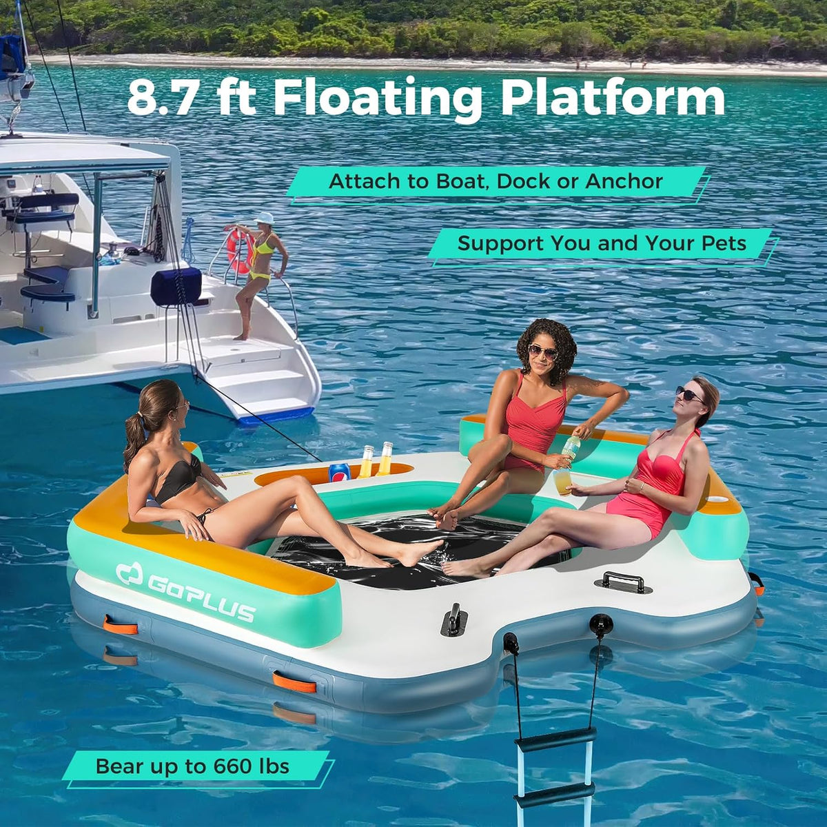 Muelle flotante inflable 265 x 265 cm