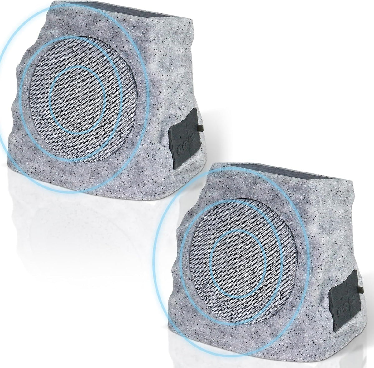 Paquete de 2 altavoces de roca con energía solar para exteriores