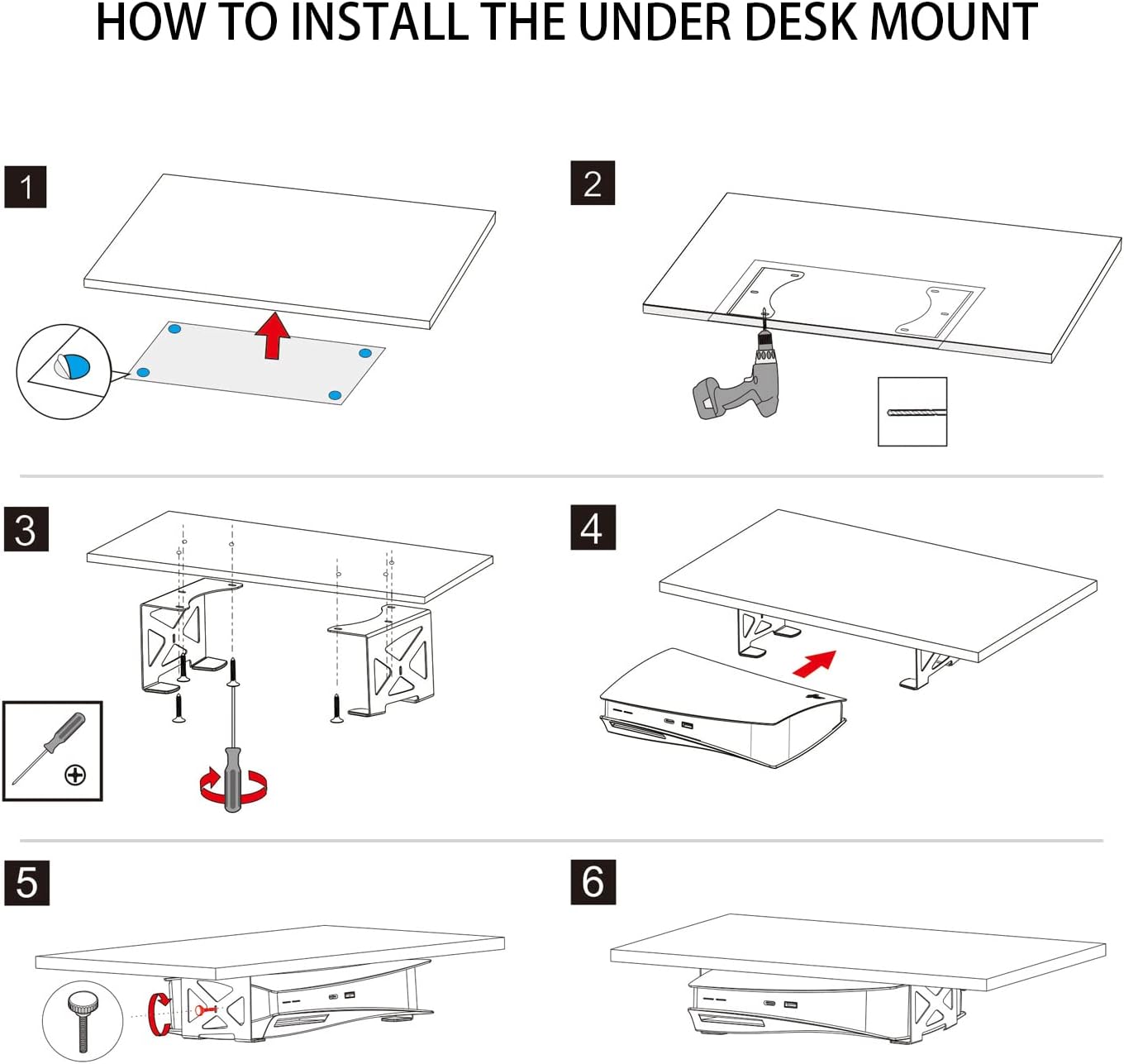 Monzlteck Soporte para debajo del escritorio para PS5