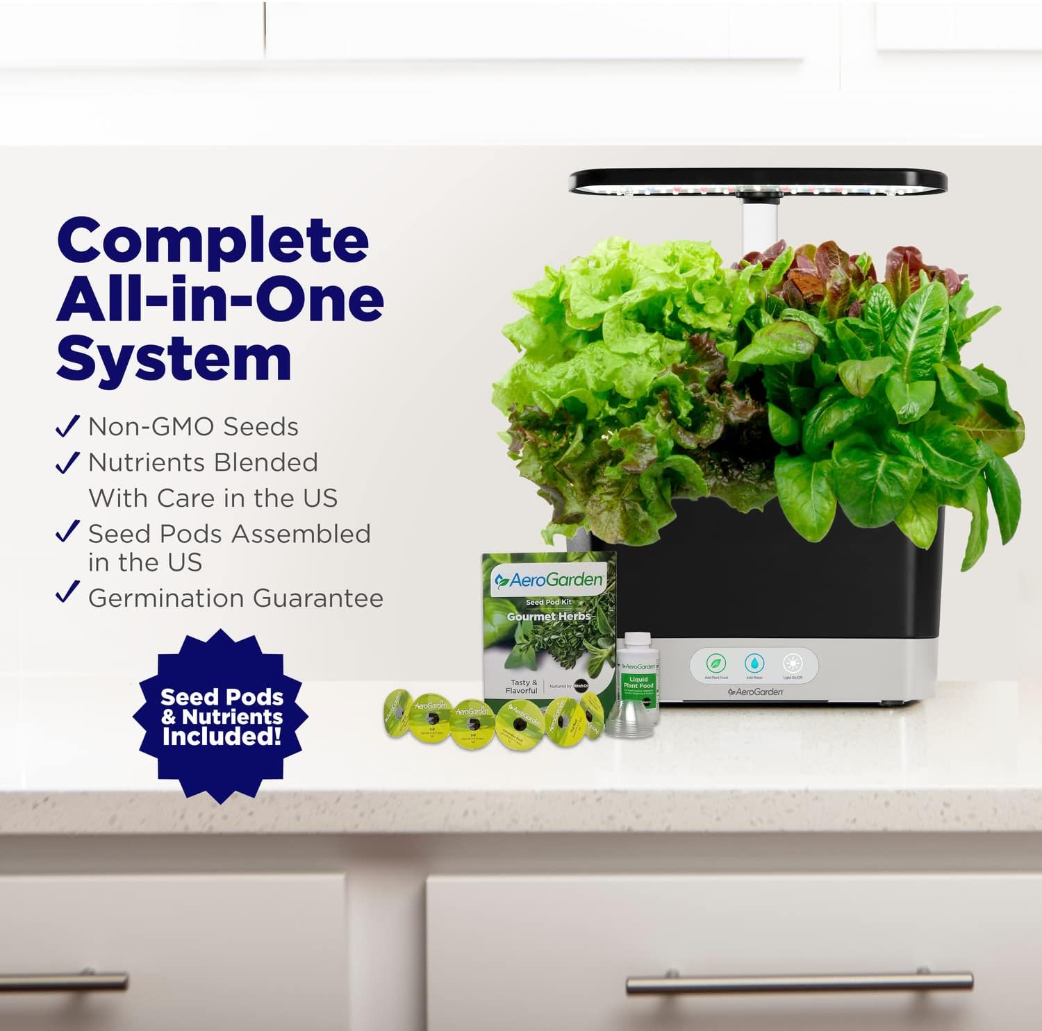 AeroGarden Sistema hidropónico para jardín interior, color blanco