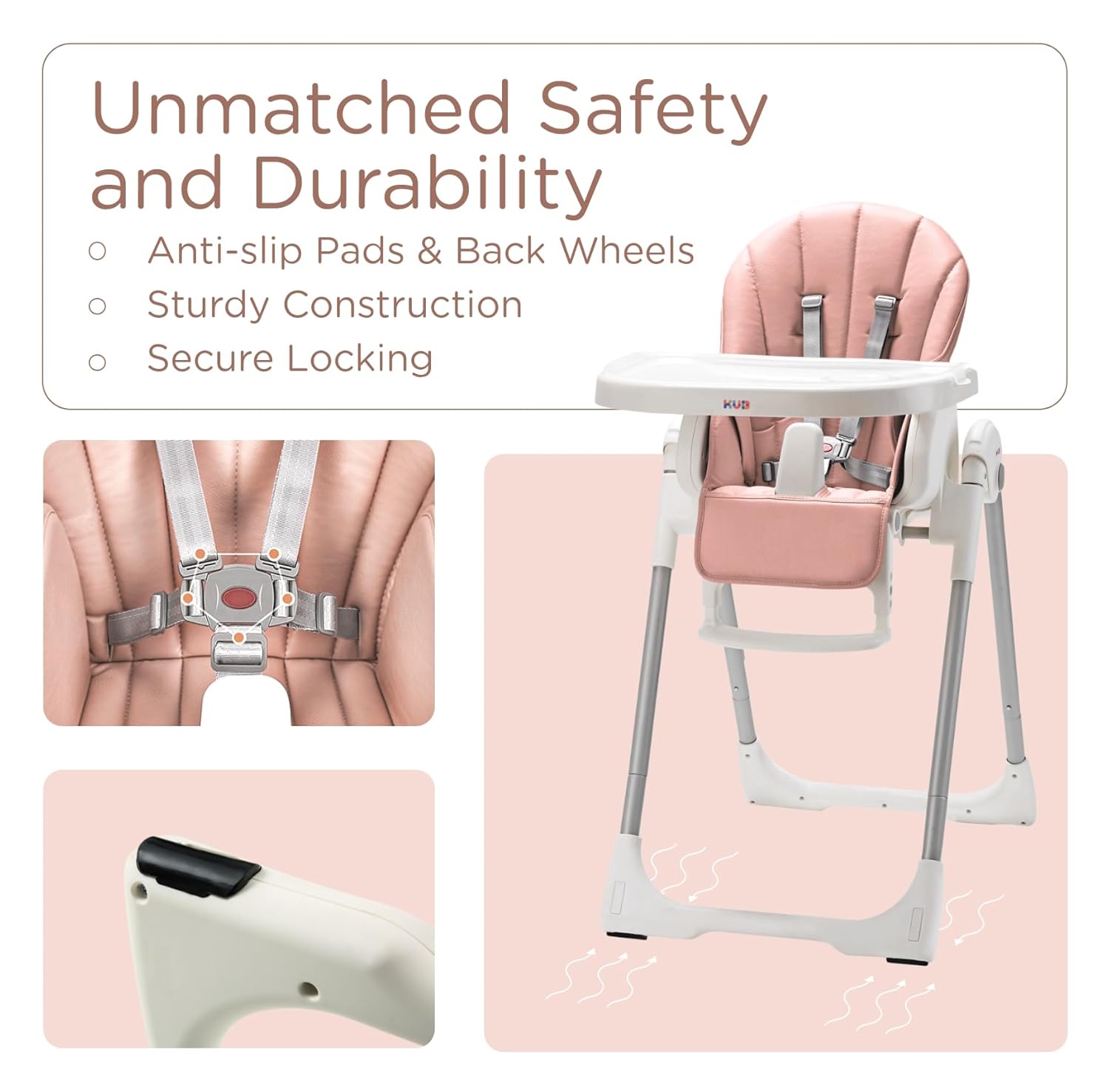 Silla alta plegable 3 en 1 para bebé | Asiento y Bandeja Extraibles