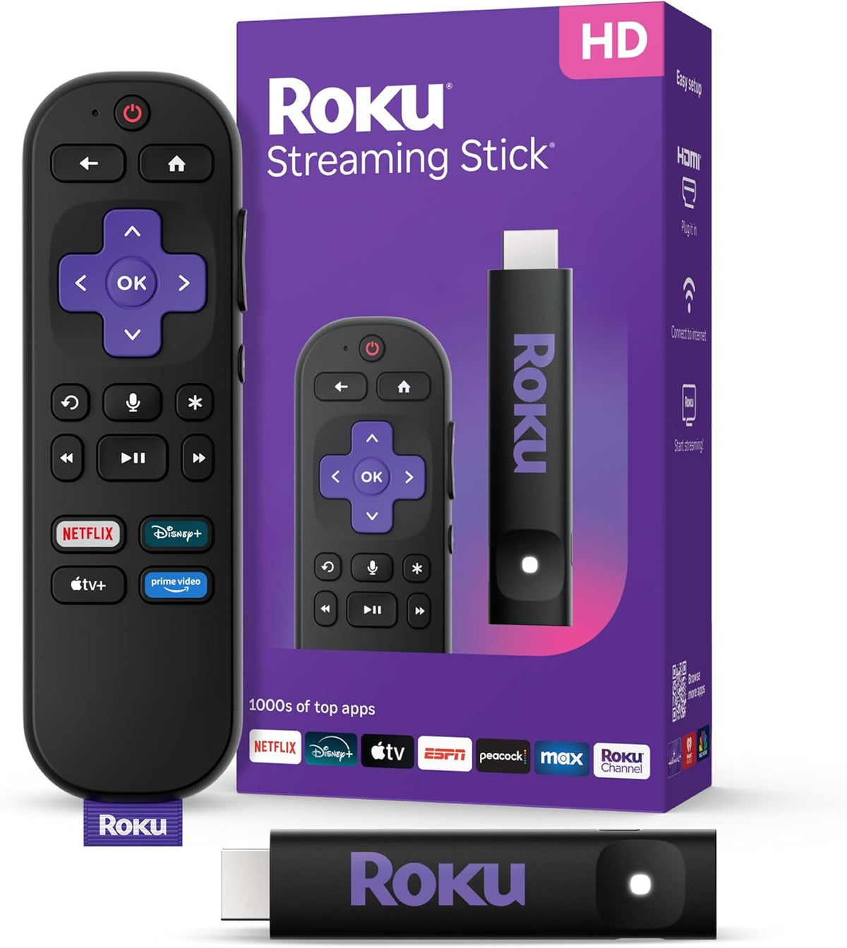 Roku Streaming Stick Hd 2025 Con Control De Voz Para Tv
