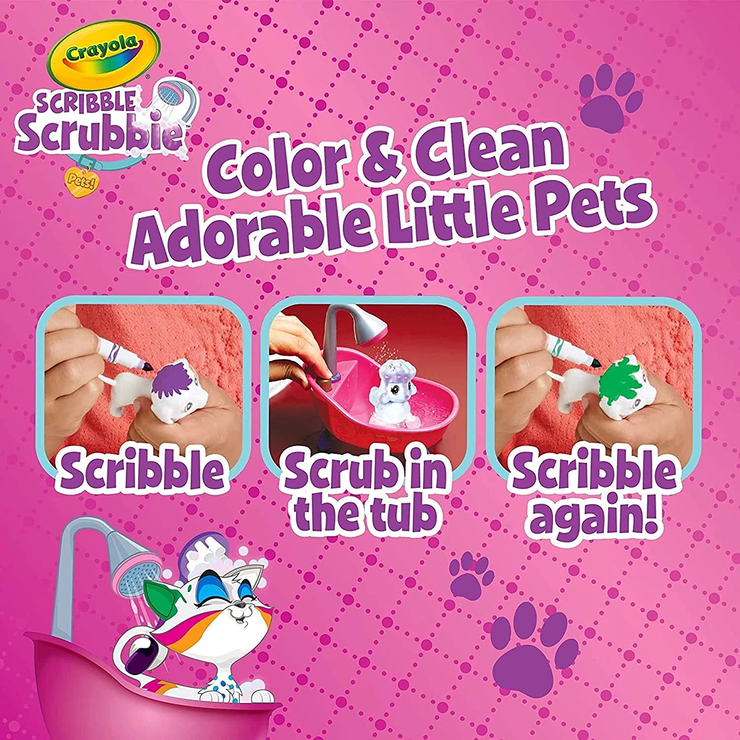 Colorea y baña a tus mascotas Scribble Scrubbie Peculiar Zoo Crayola