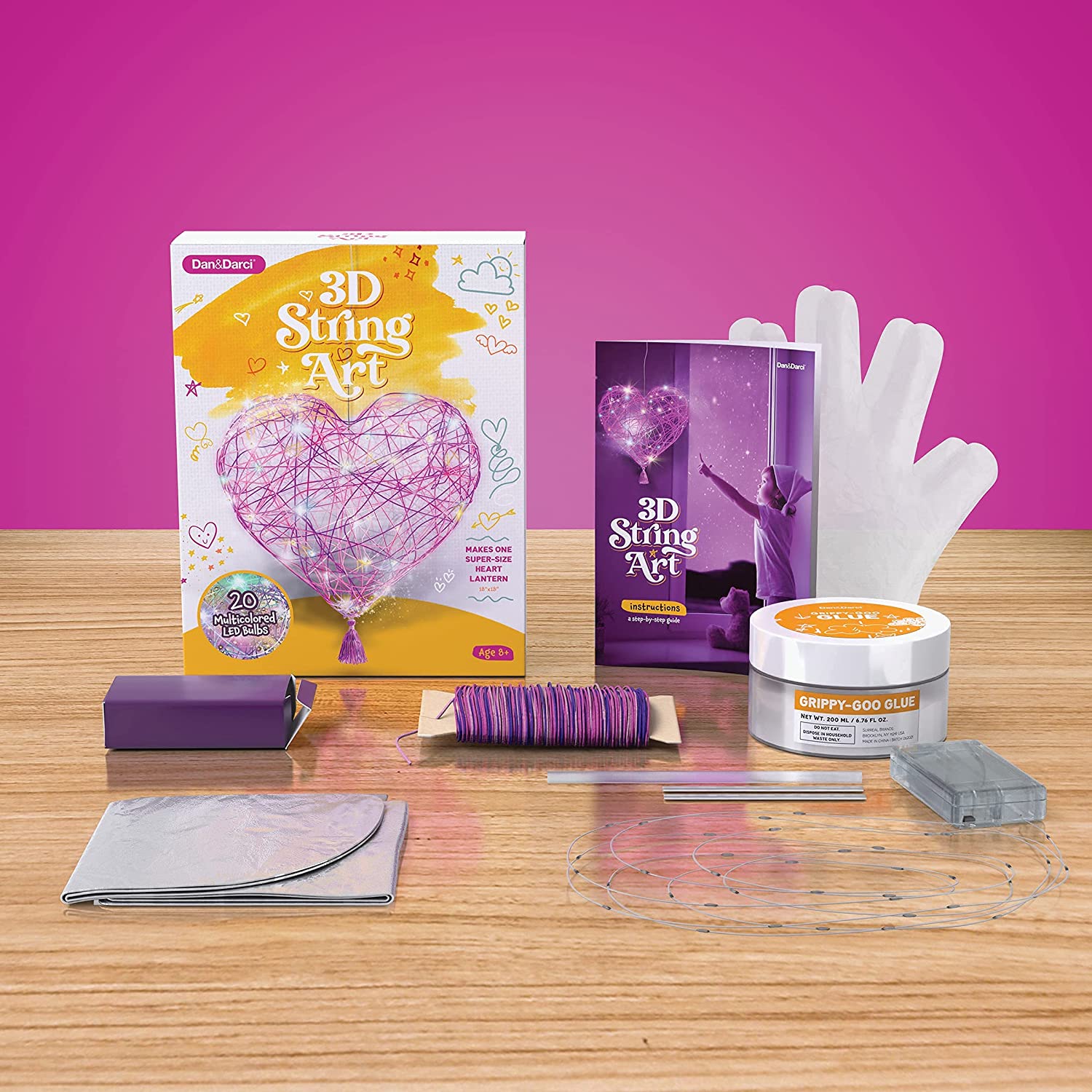 Kit de arte lámpara corazón 3D para niños Dan & Darci