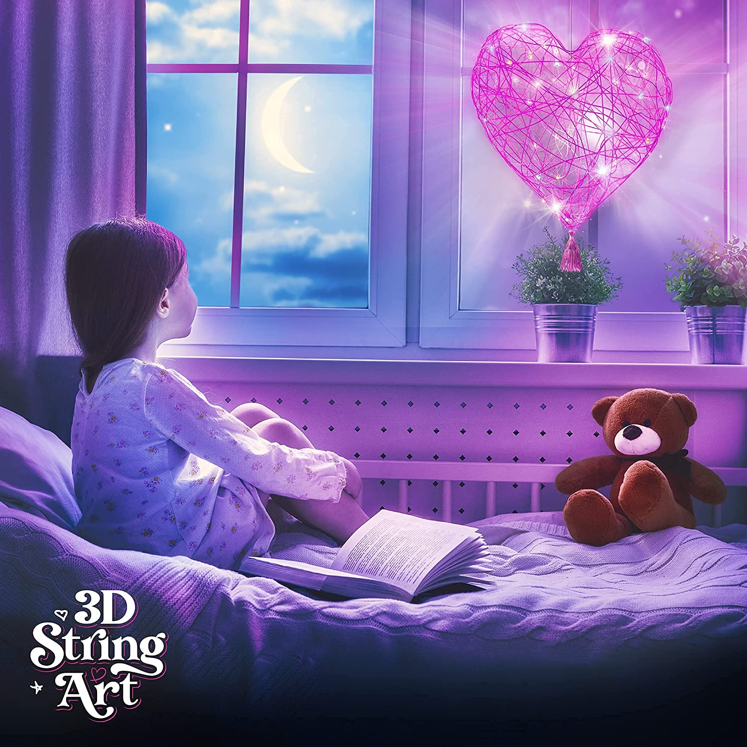 Kit de arte lámpara corazón 3D para niños Dan & Darci