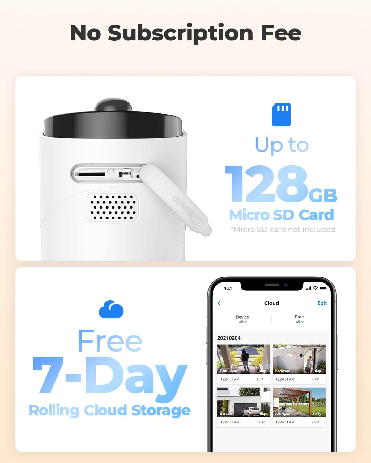 Cámara solar WiFi de seguridad para exteriores con panel solar
