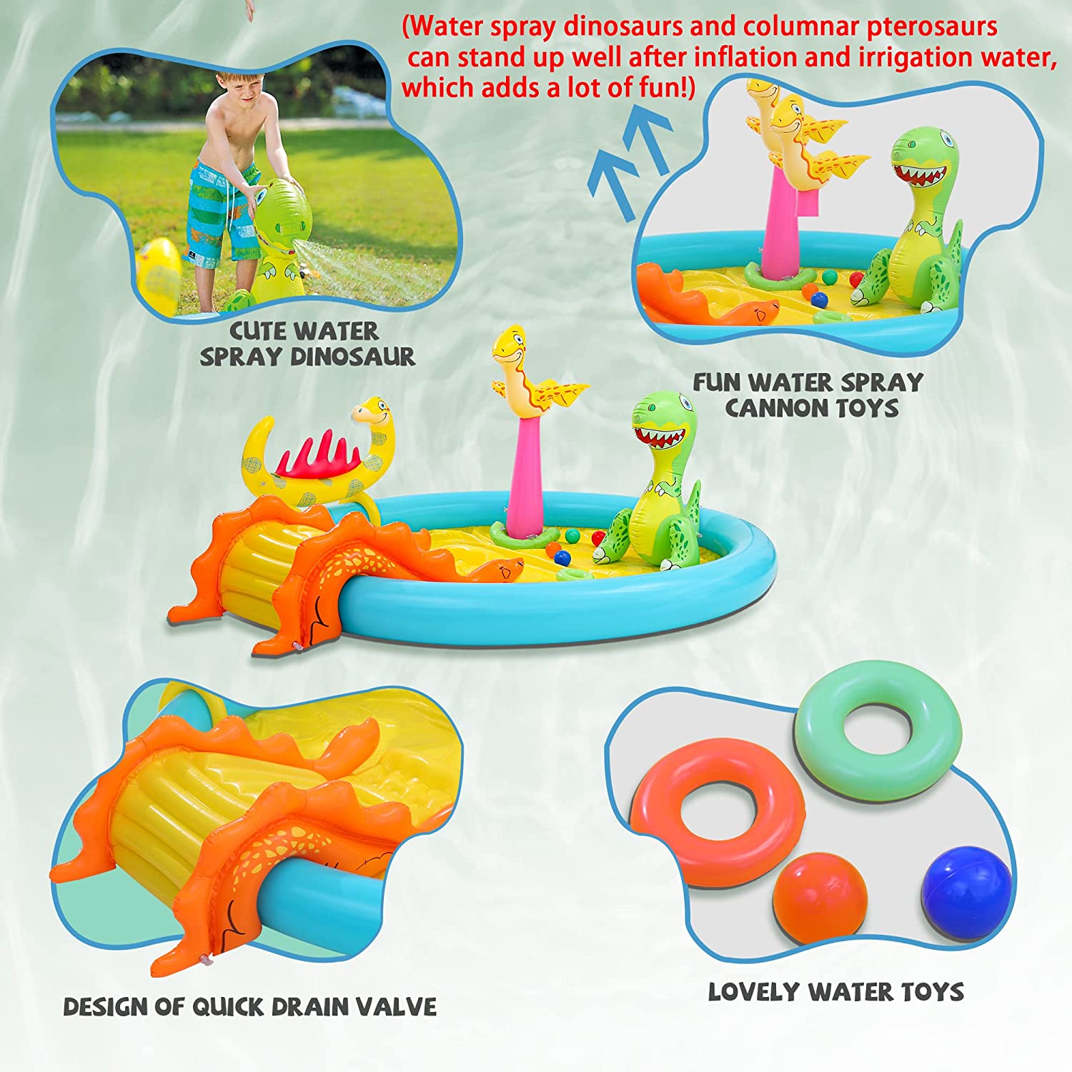 Centro de juego acuático inflable con tobogán Haoopyho